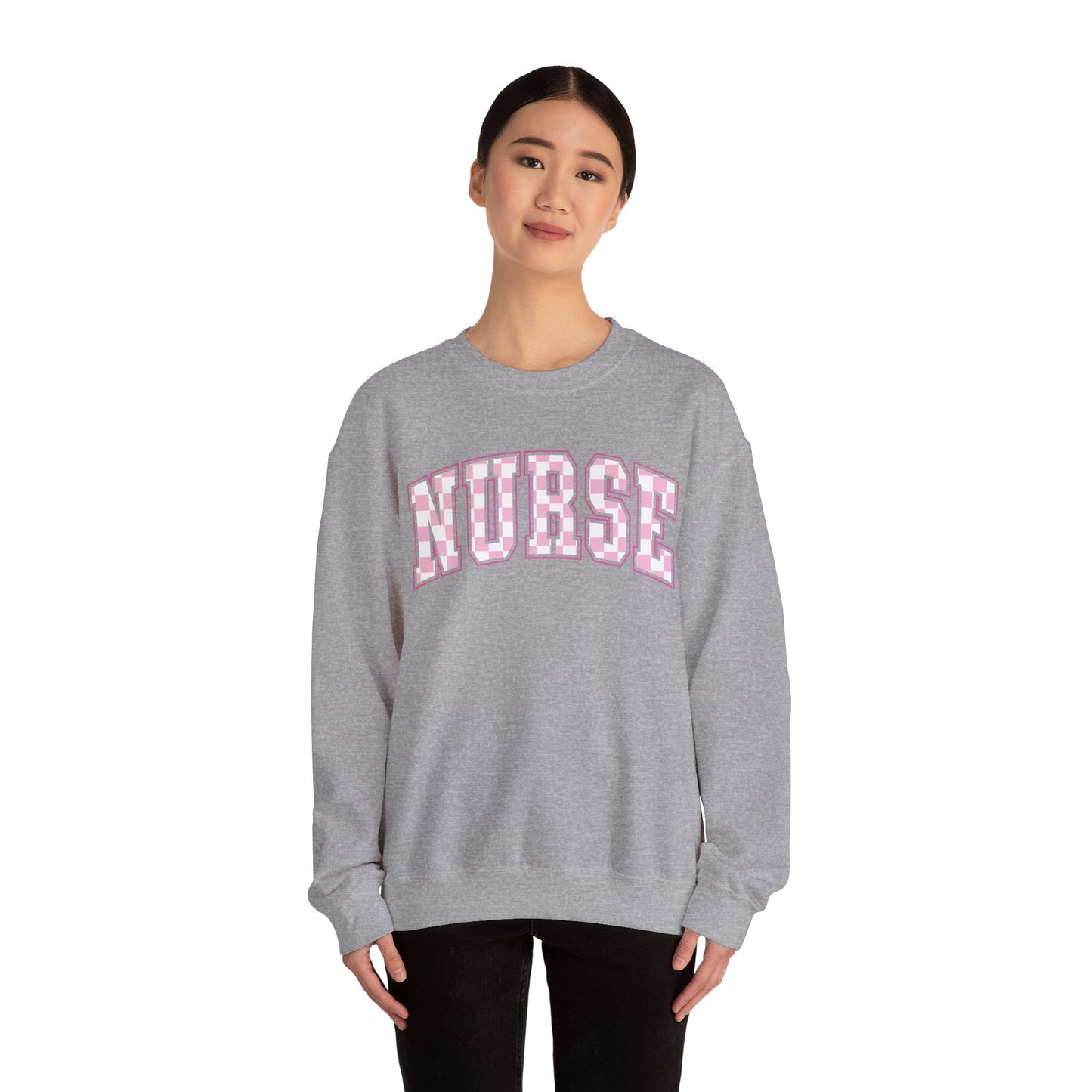 Retro Checkered Pink Nurse Gildan Sweatshirt