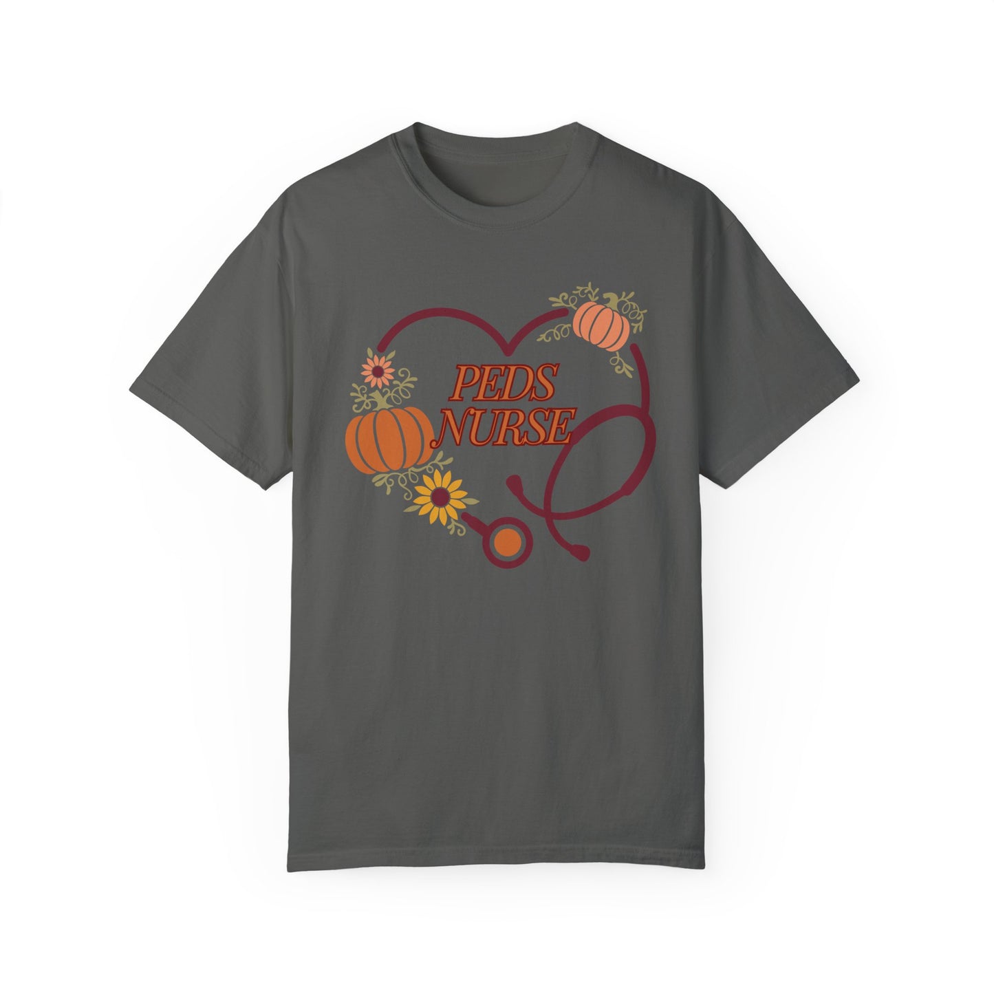 Fall PedsNurse Stethoscope heart, fall shirt, gift for nurse,cute holiday shirt, comfort colors