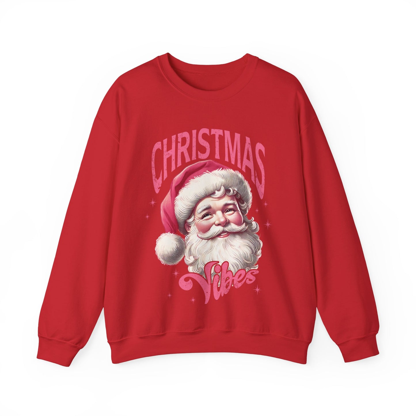 Pink Santa Christmas Vibes Sweatshirt, comfy cozy gildan sweatshirt