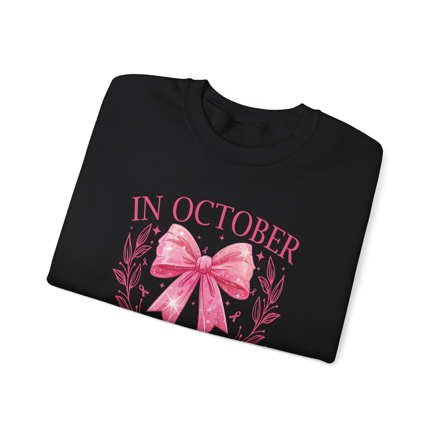 Cute pink pumpkin, In October we wear pink !Gildan cozy Breast Cancer Awareness Ghost Sweatshirt, In October We Wear Pink, cozy sweatshirt to support breast cancer