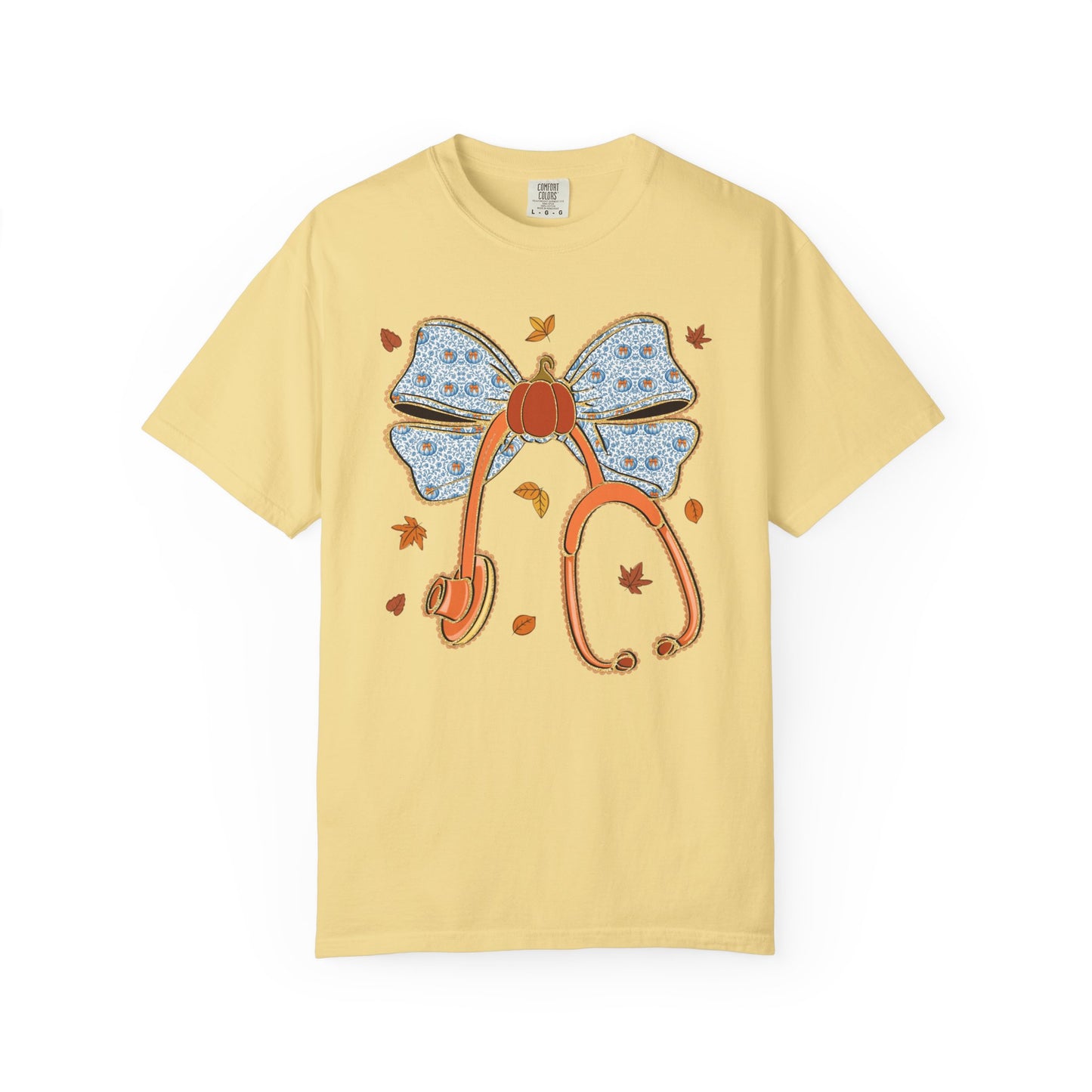 Stethoscope Bow PedsNurse Stethoscope heart, fall shirt, gift for nurse,cute holiday shirt, comfort colors, thanksgiving shirt