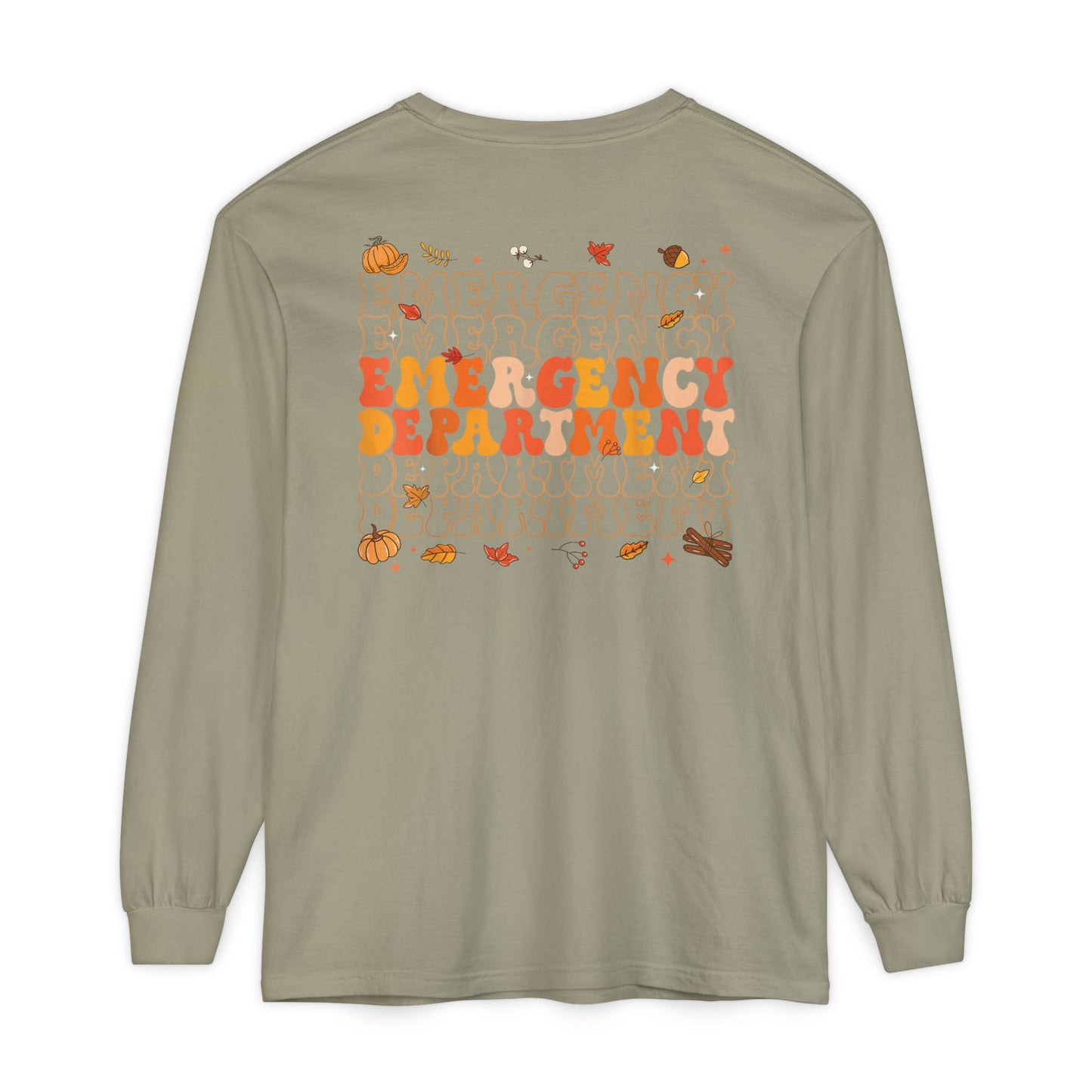 Turkey front ED sign, thanksgiving theme ED Nurse longsleeve , pediatric nurse shirt, comfort colors turkey nurse shirt, Peds nurse,fall nurse shirt