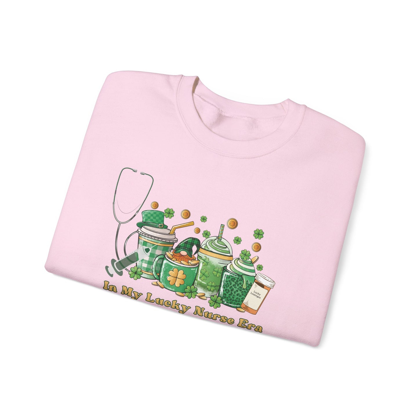 Nurse St. Patricks Sweatshirt , In my lucky Nurse Era, coffee, stethoscope, shots sweatshirt.