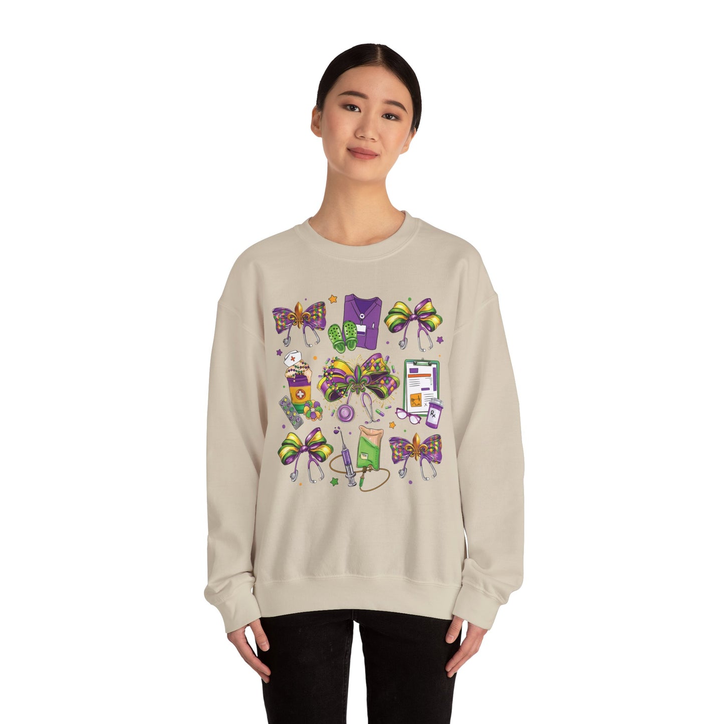 Mardi Gras Nurse Gildan Sweatshirt