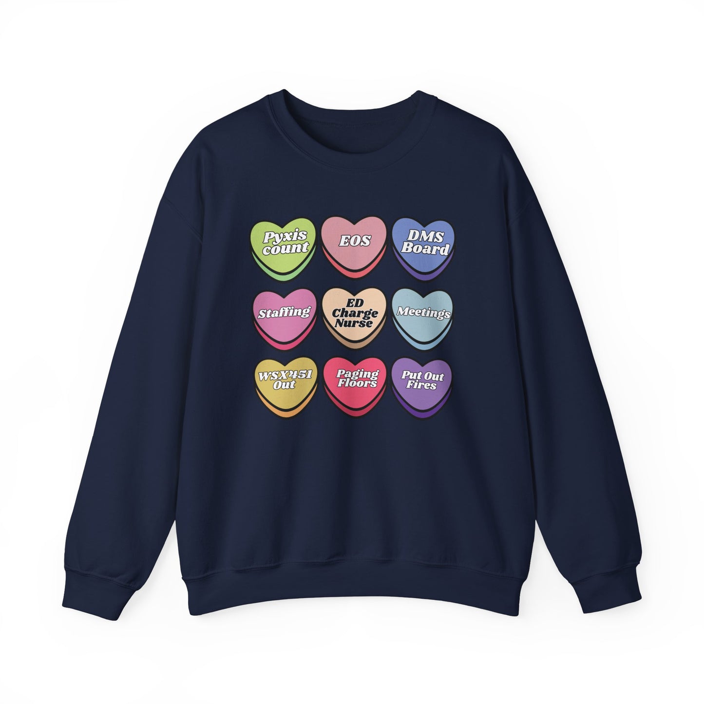 ED Charge Candy heart sweatshirt, perfect for Valentines Day ! Customize for your unit !