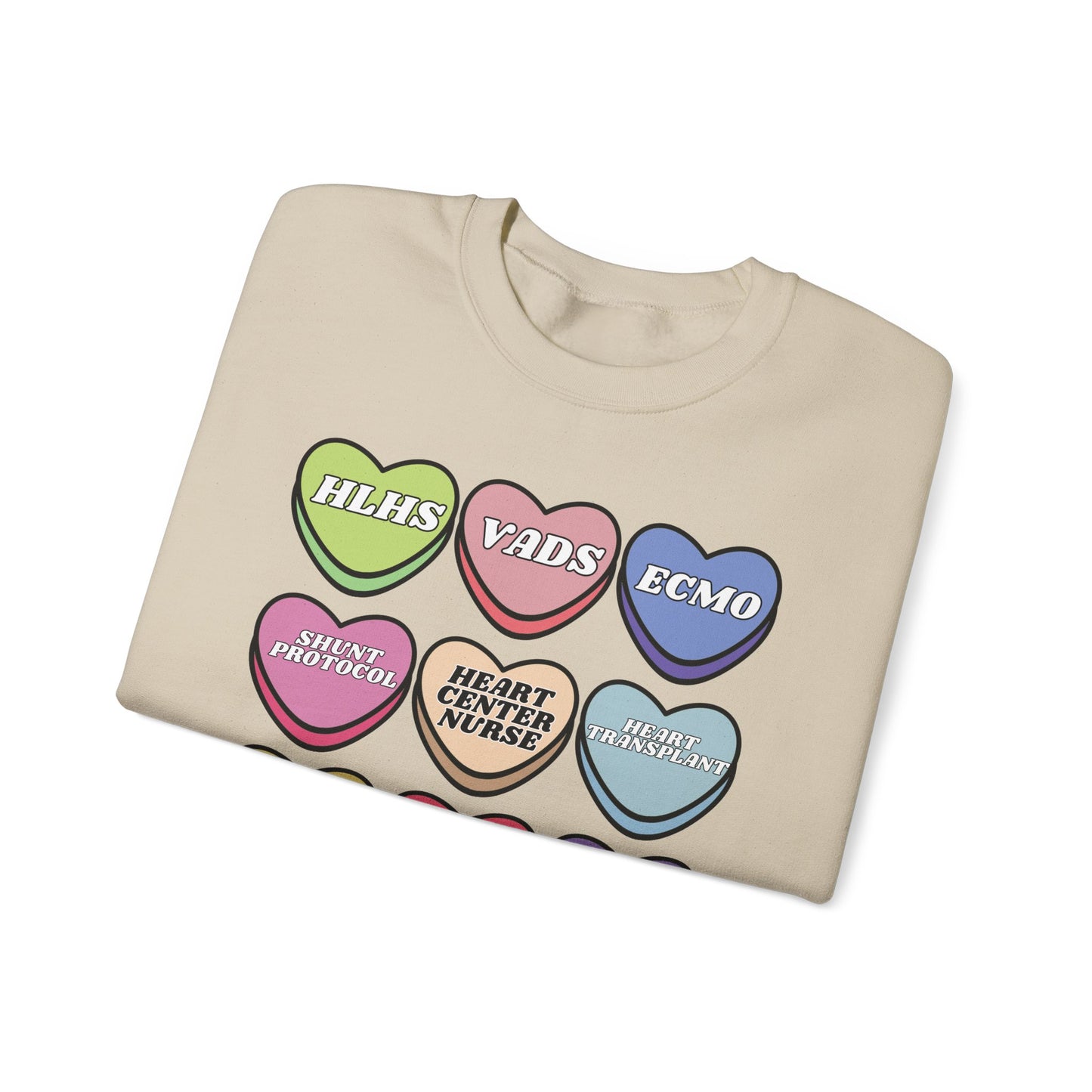 Heart Center Nurse Valentine’s Day Sweatshirt, Cute Candy Heart Sayings, match your coworkers this Valentine’s Day