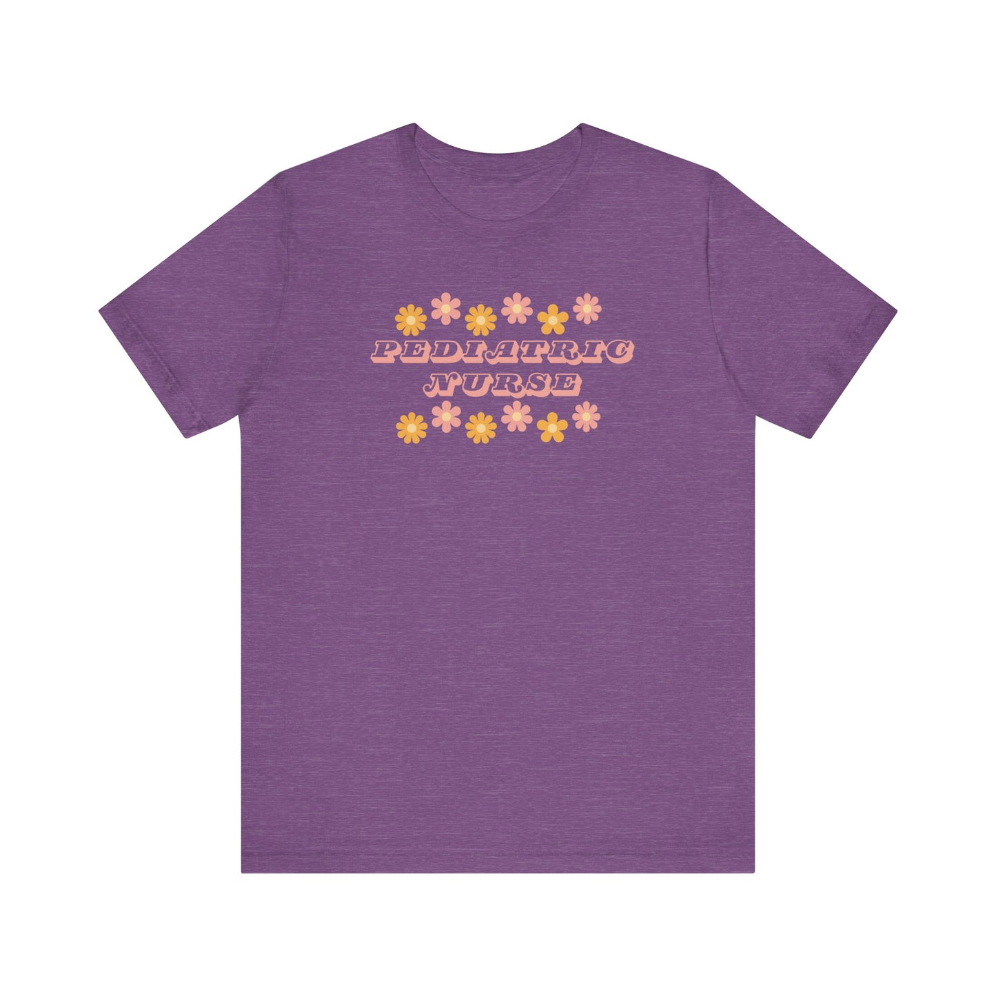 Retro flower power pediatric nurse Bella canvas tshirt, cute spring summer nurse shirt