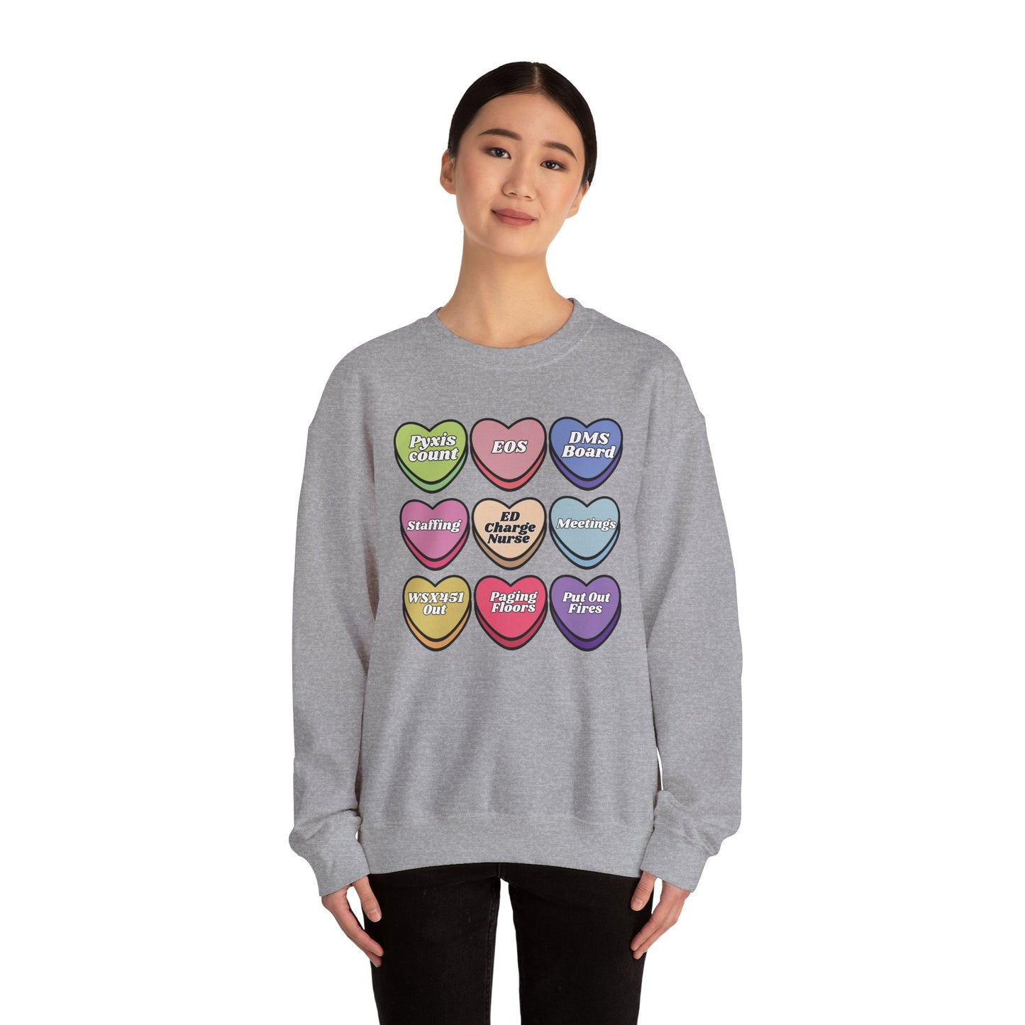 ED Charge Candy heart sweatshirt, perfect for Valentines Day ! Customize for your unit !