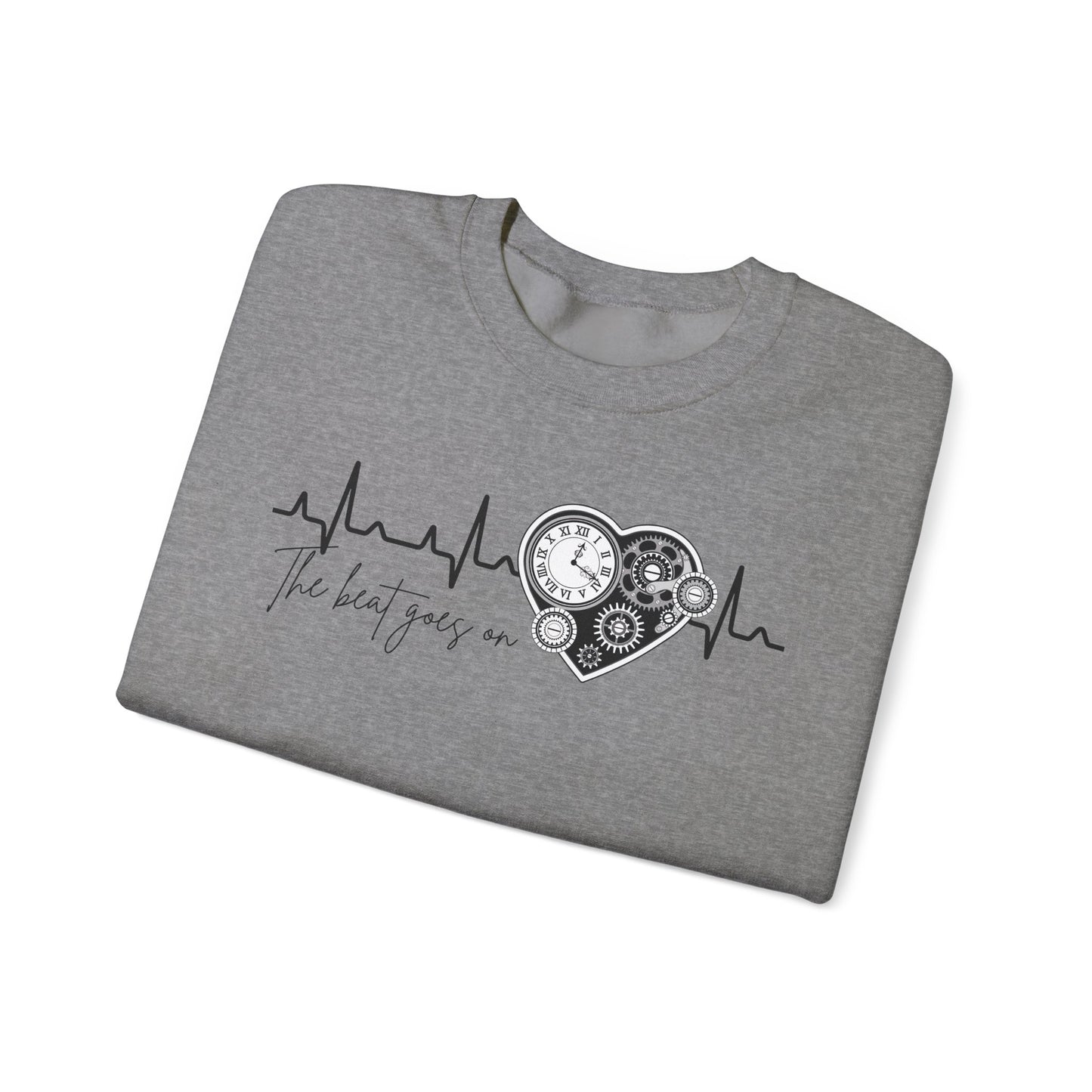 The beat goes on cardiology sweatshirt, cute and cozy mechanical heart gildan sweatshirt