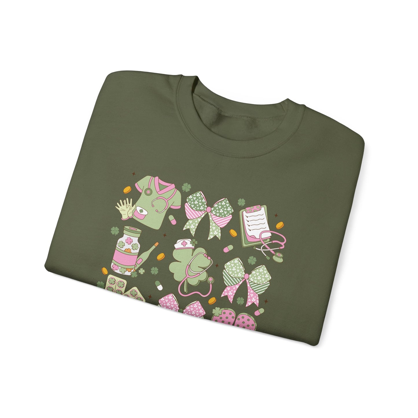 Adorable Nurse St. Patricks Day Sweatshirt,  RN sweatershirt, ER Nurse, NICU Nurse, PICU nurse, clover, lucky nurse sweatshirt.