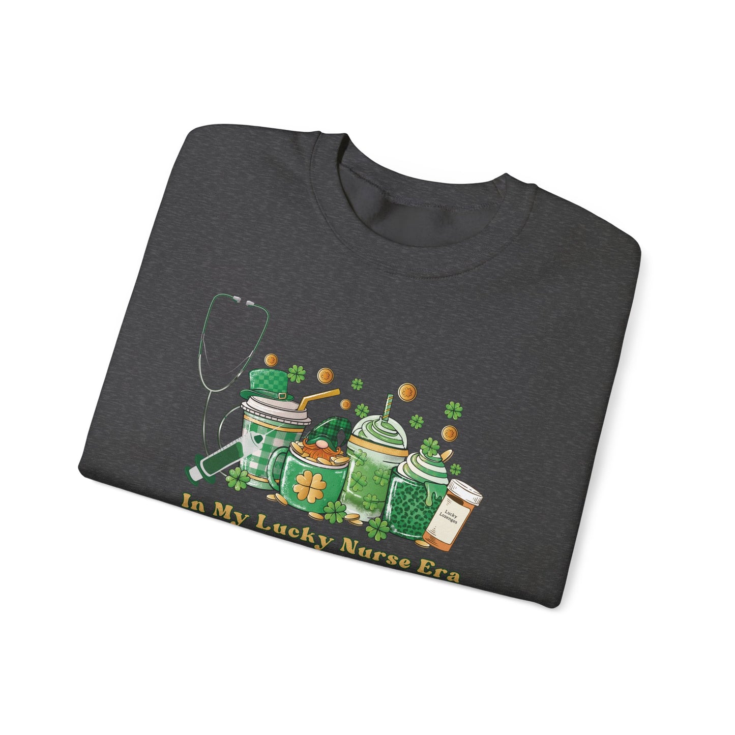 Nurse St. Patricks Sweatshirt , In my lucky Nurse Era, coffee, stethoscope, shots sweatshirt.