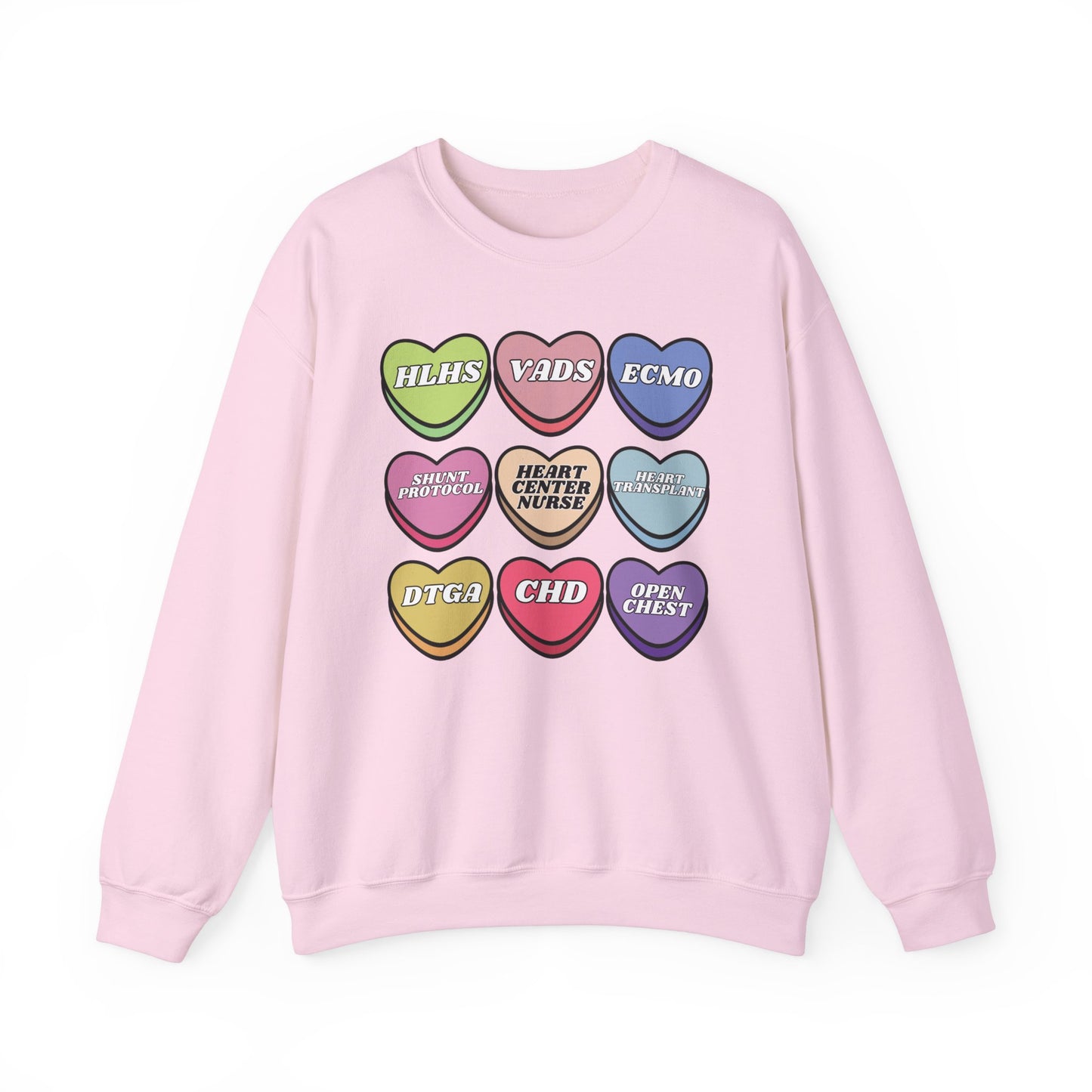 Heart Center Nurse Valentine’s Day Sweatshirt, Cute Candy Heart Sayings, match your coworkers this Valentine’s Day