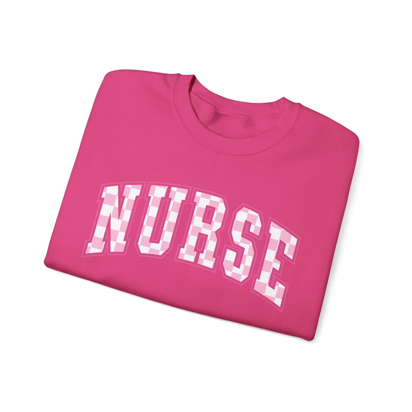 Retro Checkered Pink Nurse Gildan Sweatshirt