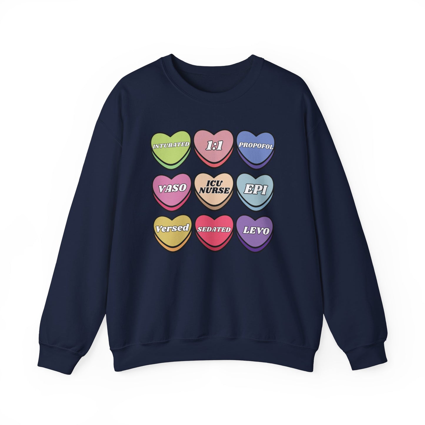 ICU Nurse Valentine’s Day Sweatshirt, Cute Candy Heart NICU Sayings, match your coworkers this Valentine’s Day