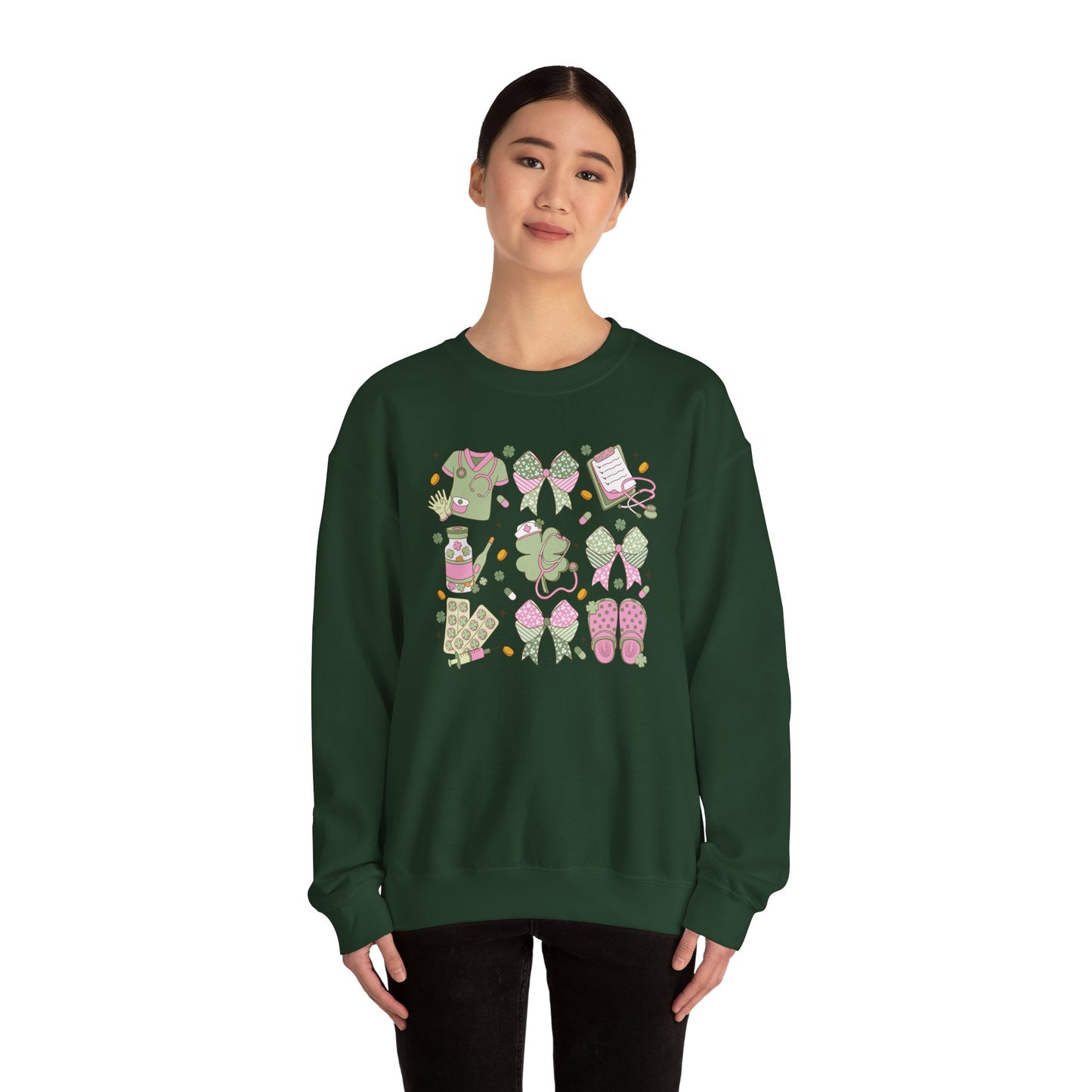 Adorable Nurse St. Patricks Day Sweatshirt,  RN sweatershirt, ER Nurse, NICU Nurse, PICU nurse, clover, lucky nurse sweatshirt.