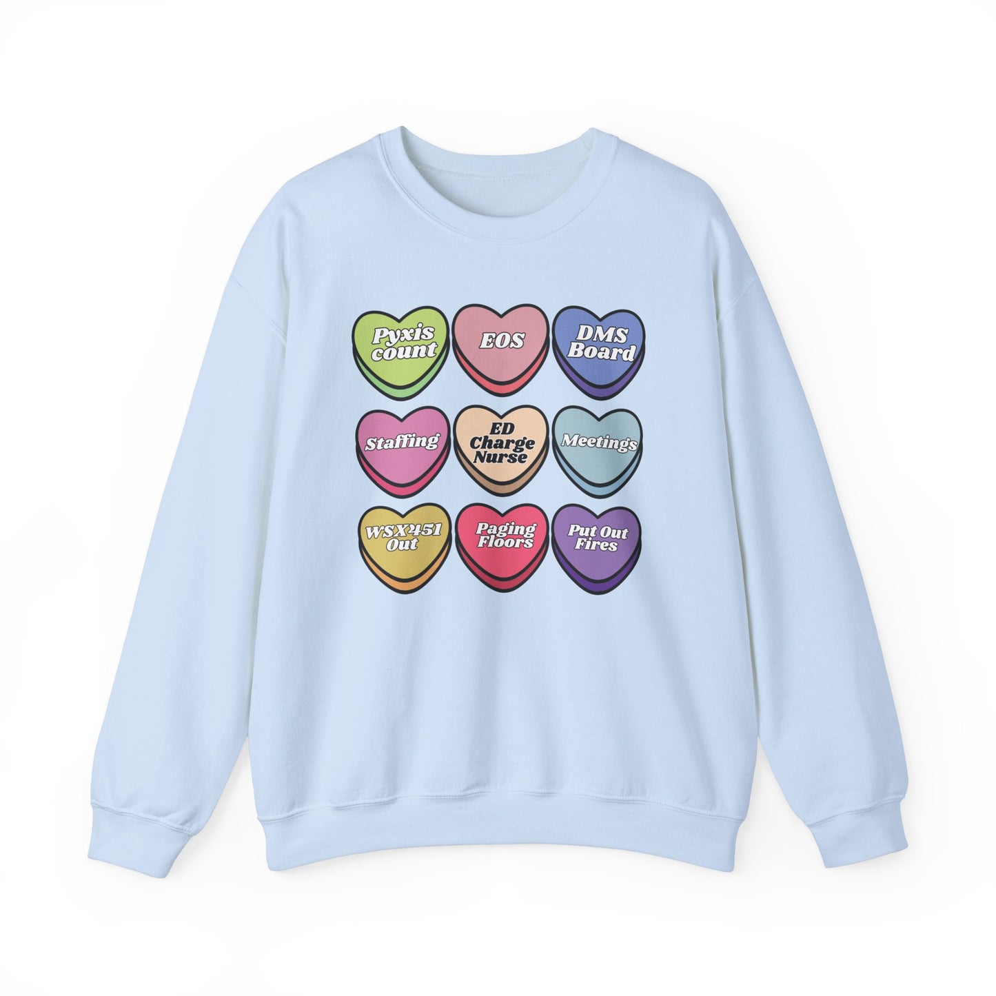 ED Charge Candy heart sweatshirt, perfect for Valentines Day ! Customize for your unit !