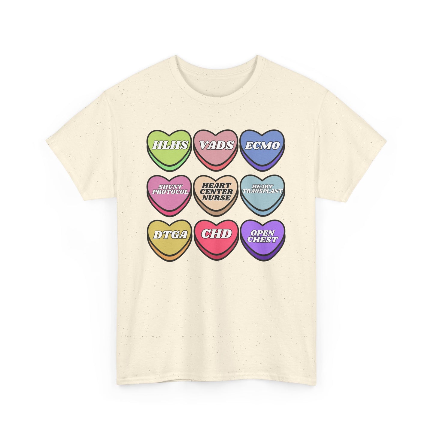 Heart Center Nurse Valentine’s Day Gildan Heavy Cotton T shirt , Cute Candy Heart Sayings, match your coworkers this Valentine’s Day