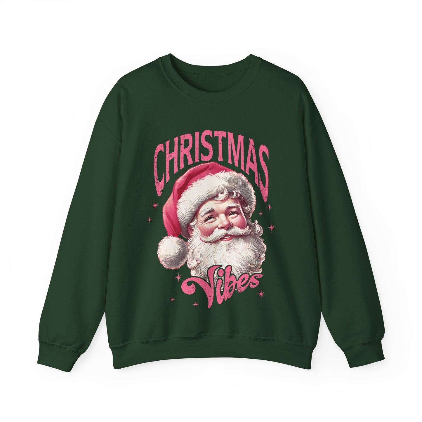 Pink Santa Christmas Vibes Sweatshirt, comfy cozy gildan sweatshirt