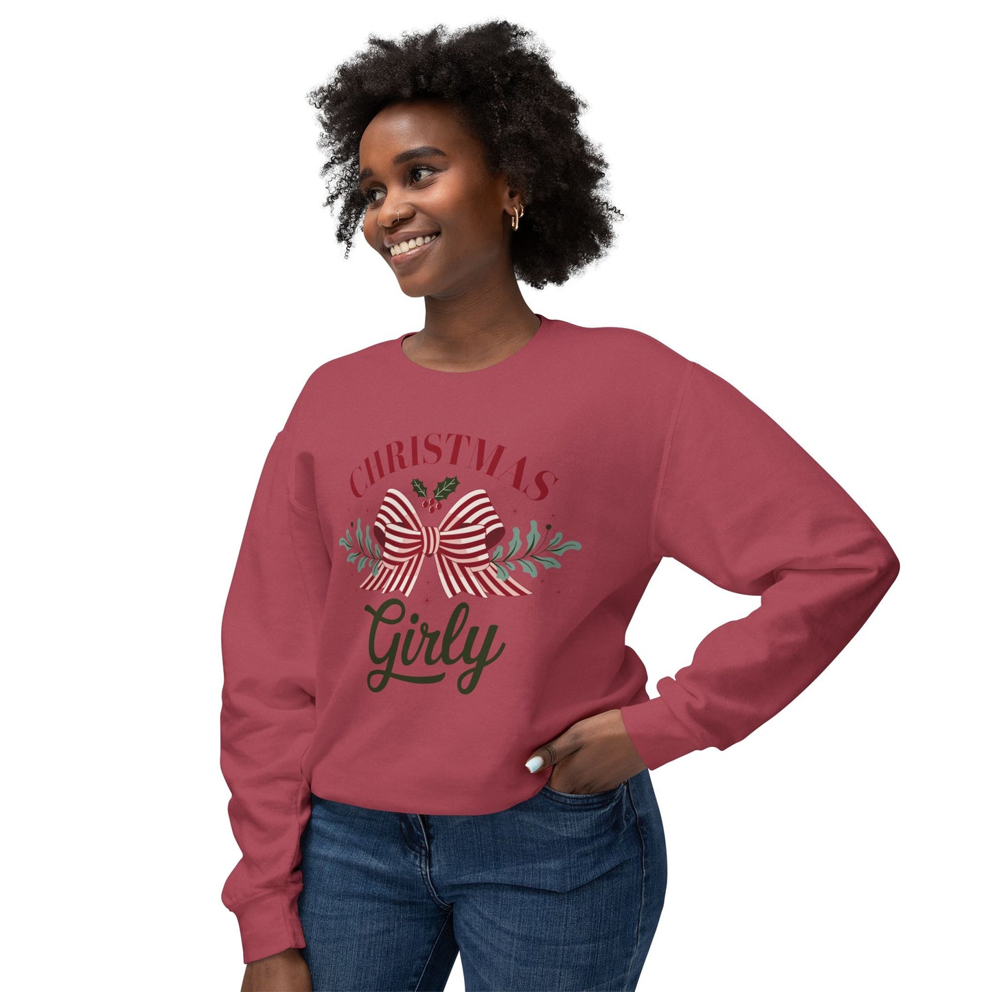 Christmas Girly, Cute Christmas comfort colors sweatshirt