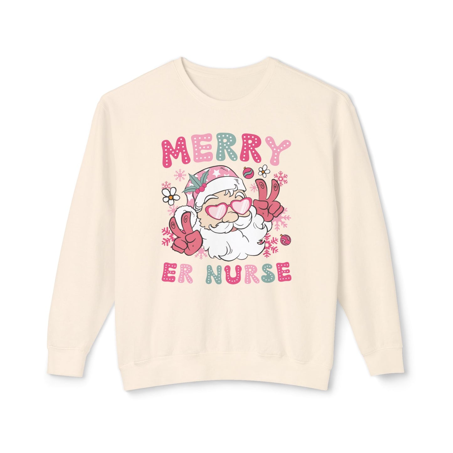 Christmas ER nurse sweatshirt, retro Santa, merry sweatshirt, comfort colors, gift for nurse, work holiday sweatshirt