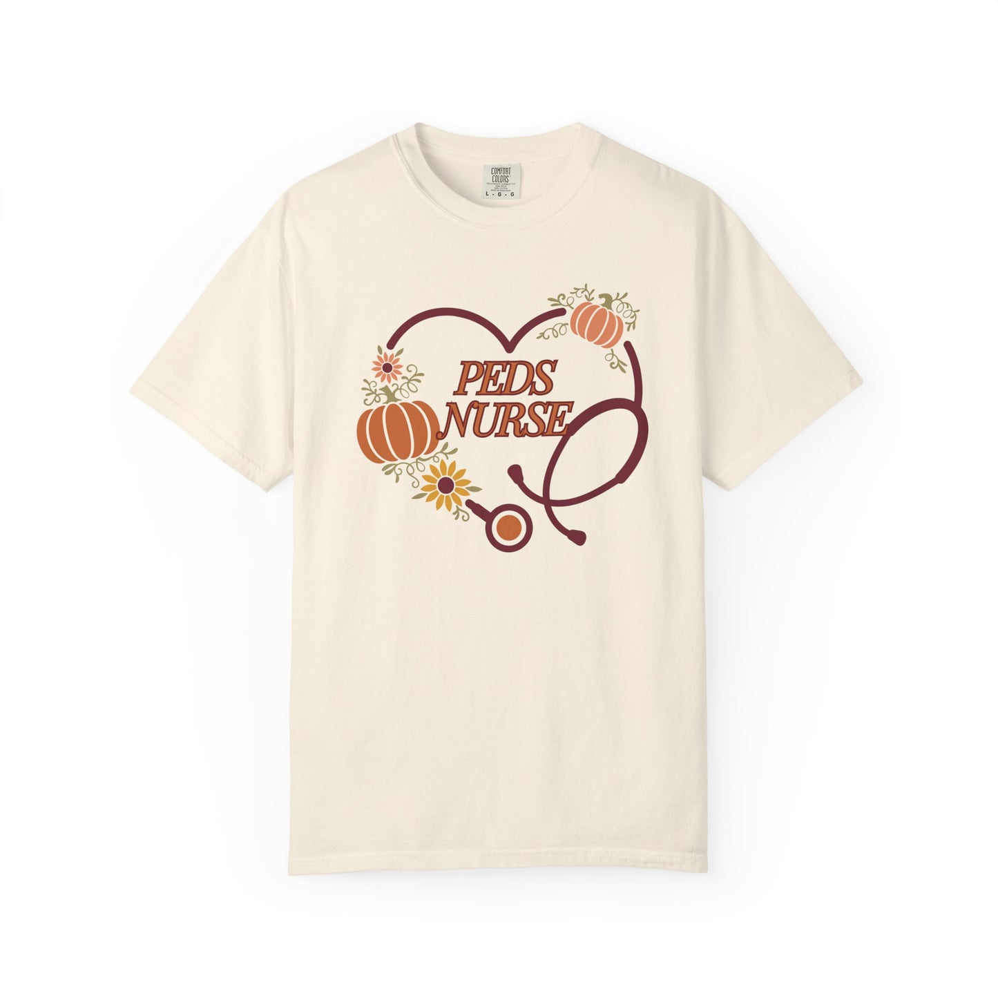 Fall PedsNurse Stethoscope heart, fall shirt, gift for nurse,cute holiday shirt, comfort colors, thanksgiving shirt
