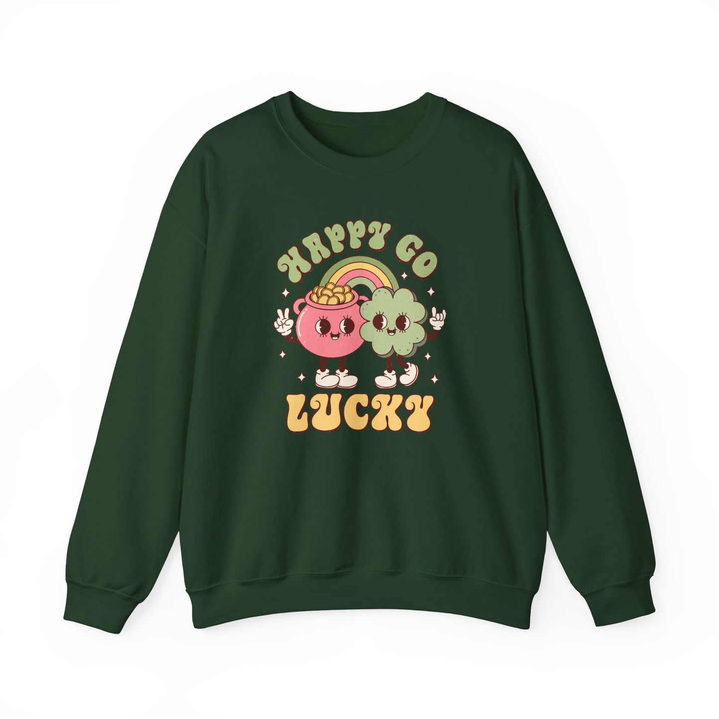 Happy Go Lucky St. Patricks Day sweatshirt, St. Pattys Nurse sweatshirt, ED RN, NICU, Teacher, Nurse Sweatshirt, Retro St. Pattys