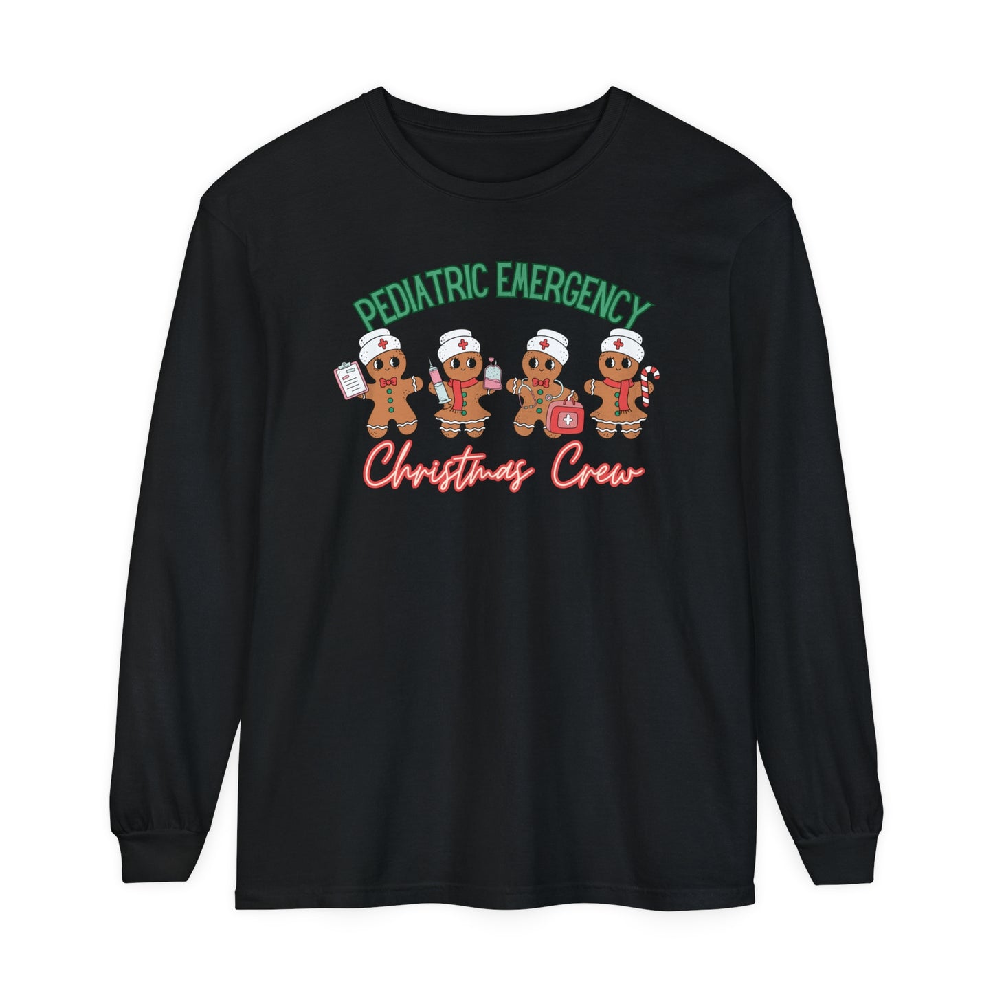 Pediatric Emergency Christmas Crew Gingerbread shirt, Christmas Long Sleeve Shirt, Nurse Christmas, comfort colors, Pediatric Department