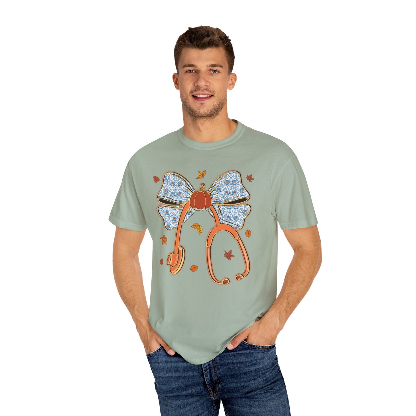 Stethoscope Bow PedsNurse Stethoscope heart, fall shirt, gift for nurse,cute holiday shirt, comfort colors, thanksgiving shirt