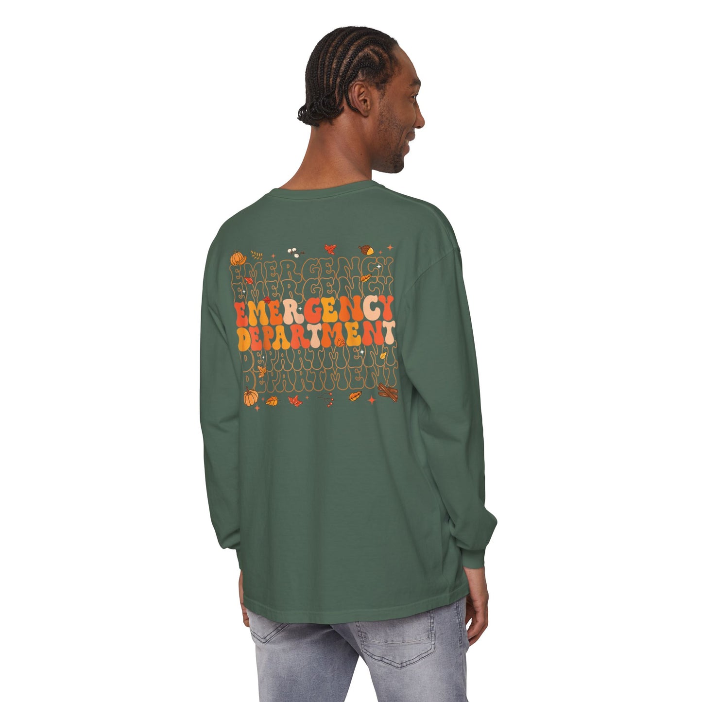 Turkey front ED sign, thanksgiving theme ED Nurse longsleeve , pediatric nurse shirt, comfort colors turkey nurse shirt, Peds nurse,fall nurse shirt