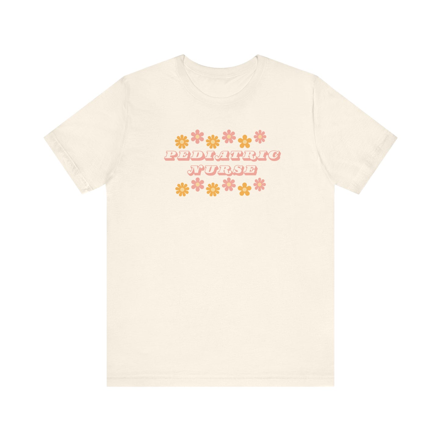Retro flower power pediatric nurse Bella canvas tshirt, cute spring summer nurse shirt