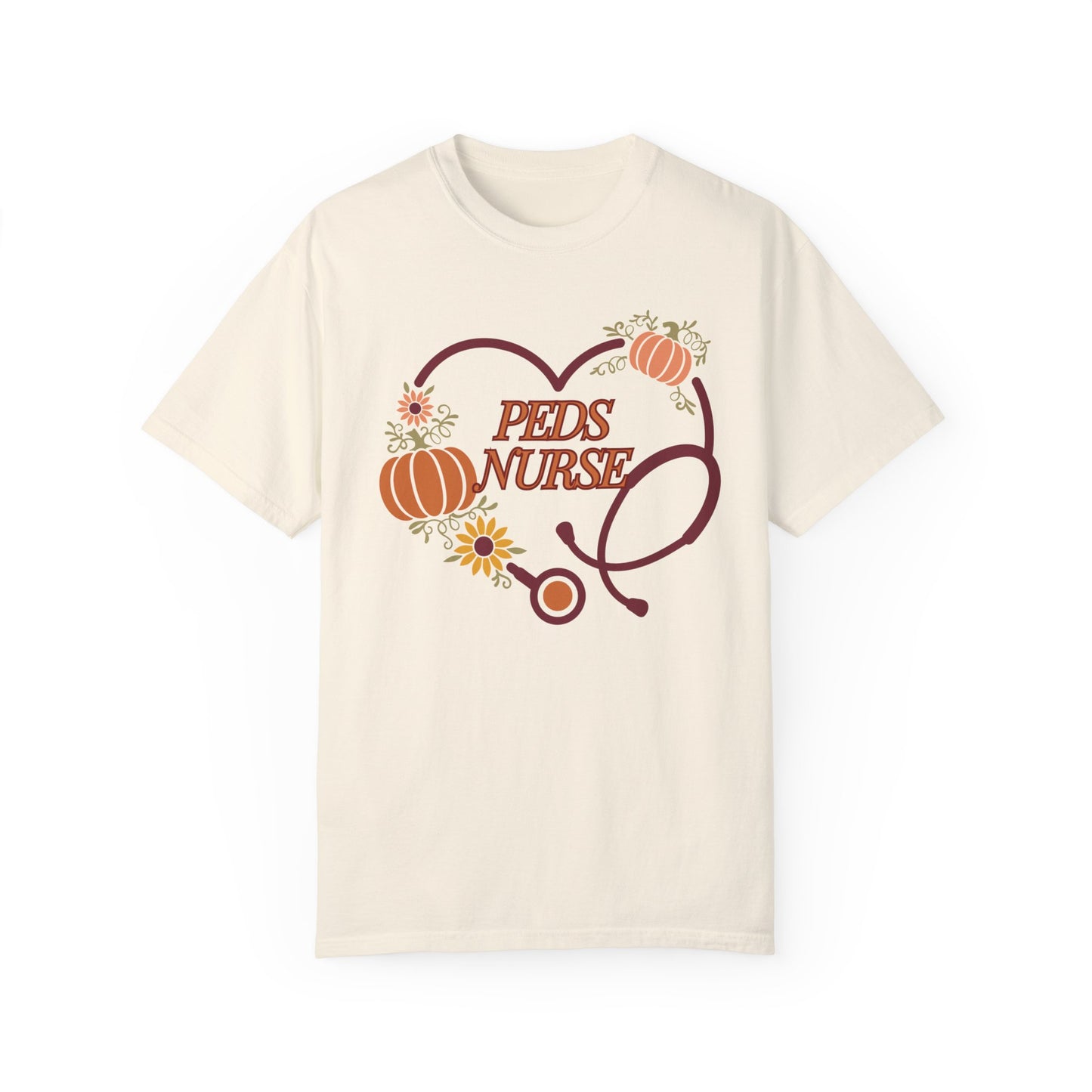 Fall PedsNurse Stethoscope heart, fall shirt, gift for nurse,cute holiday shirt, comfort colors