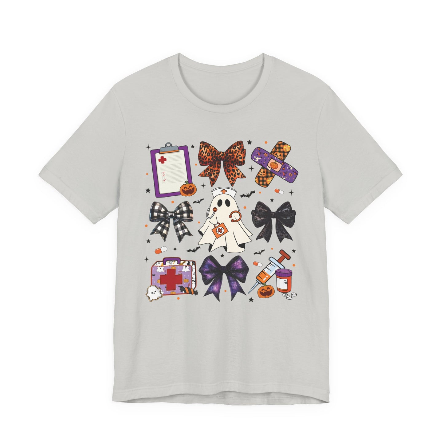 Cute fun coquette Halloween nurse shirt, fall shirt, ghost nurse shirt , emergency nurse, RN Halloween shirt , comfort colors shirt, ER RN, medical shirt