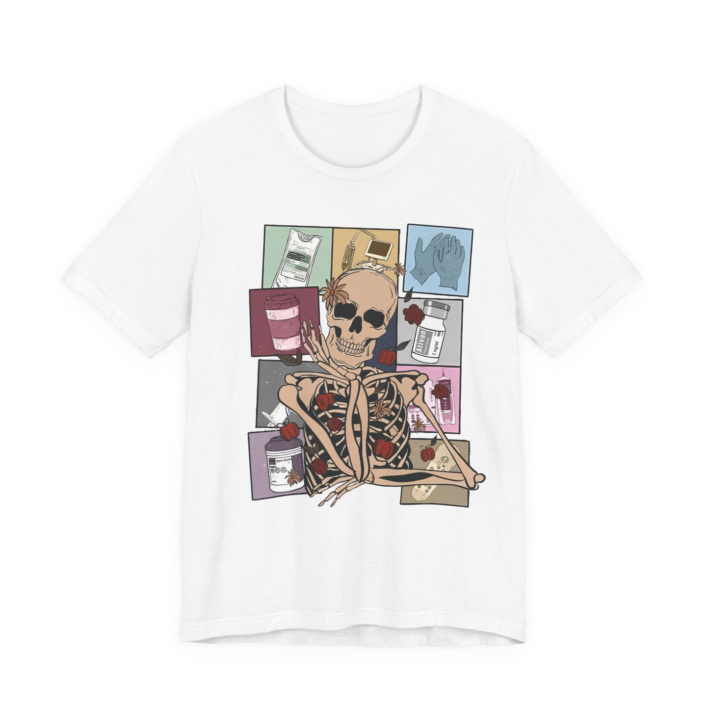 Funny skeleton nurse tshirt, Halloween sweatshirt, spooky season, ER RN, NICU nurse,  Halloween Nurse,, floral Halloween ghost,