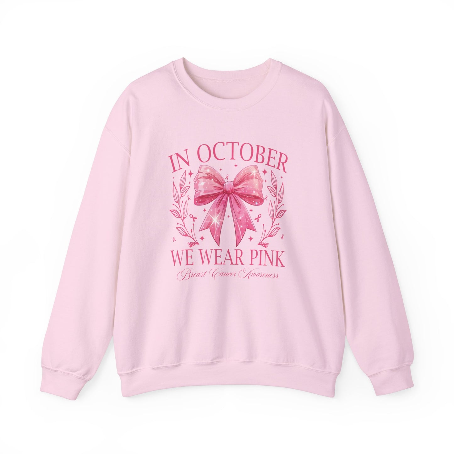 Cute pink pumpkin, In October we wear pink !Gildan cozy Breast Cancer Awareness Ghost Sweatshirt, In October We Wear Pink, cozy sweatshirt to support breast cancer