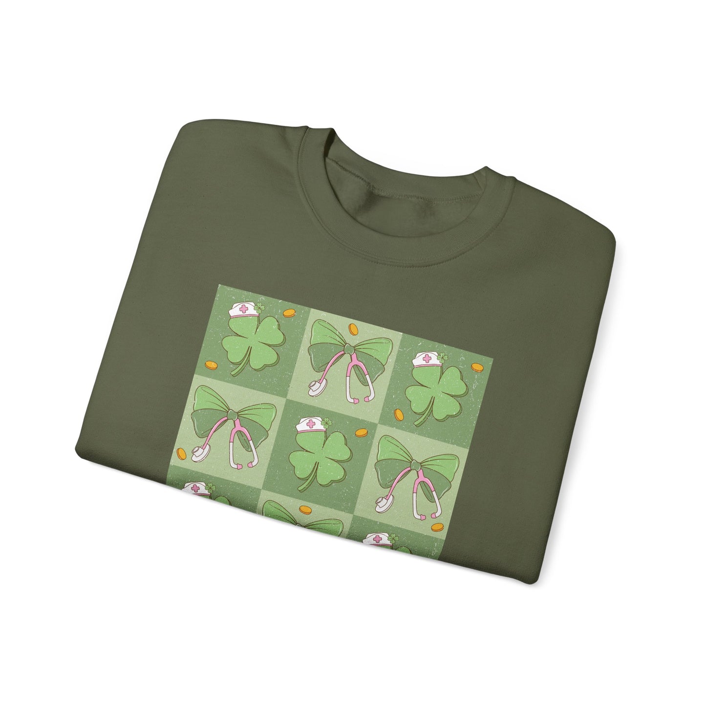 Cute Plaid Nurse St. Patricks Day Sweatshirt,  RN sweatershirt, ER Nurse, NICU Nurse, PICU nurse, clover, lucky nurse sweatshirt.
