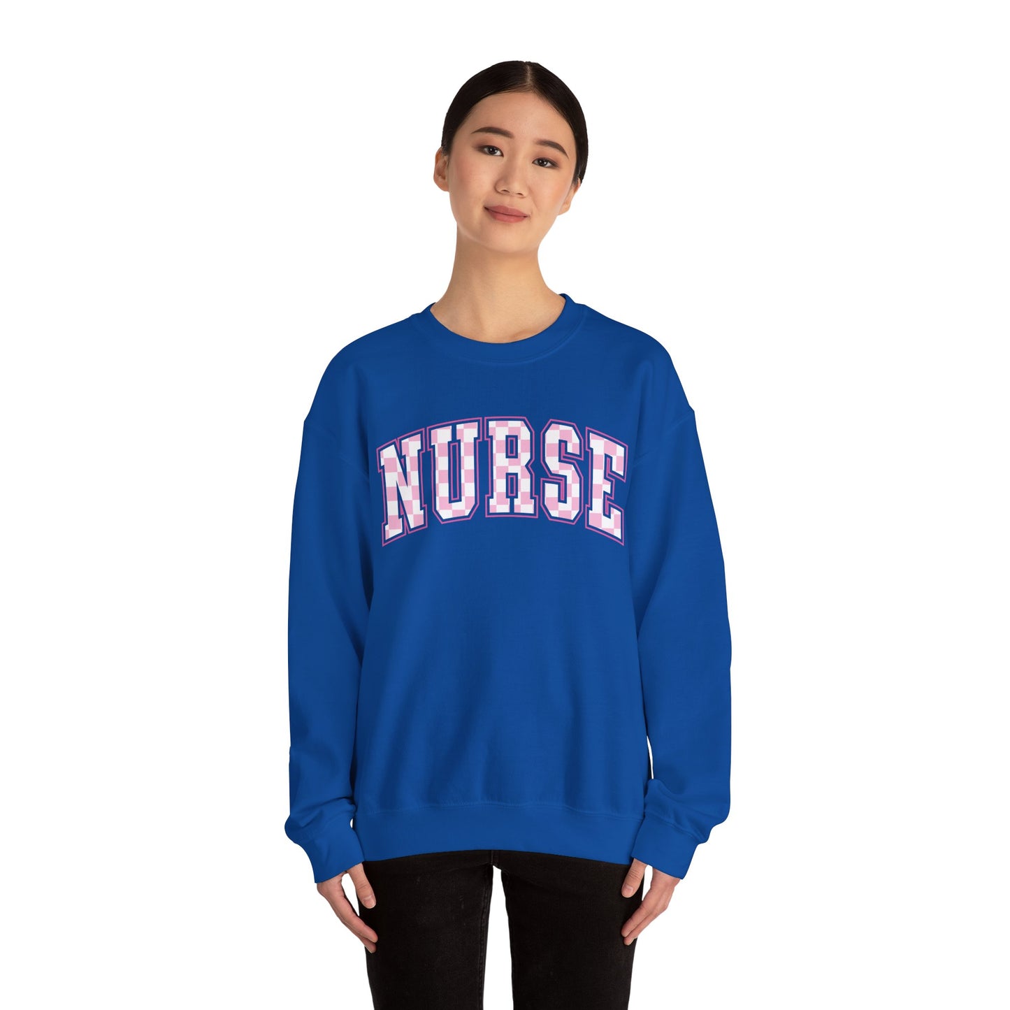 Retro Checkered Pink Nurse Gildan Sweatshirt
