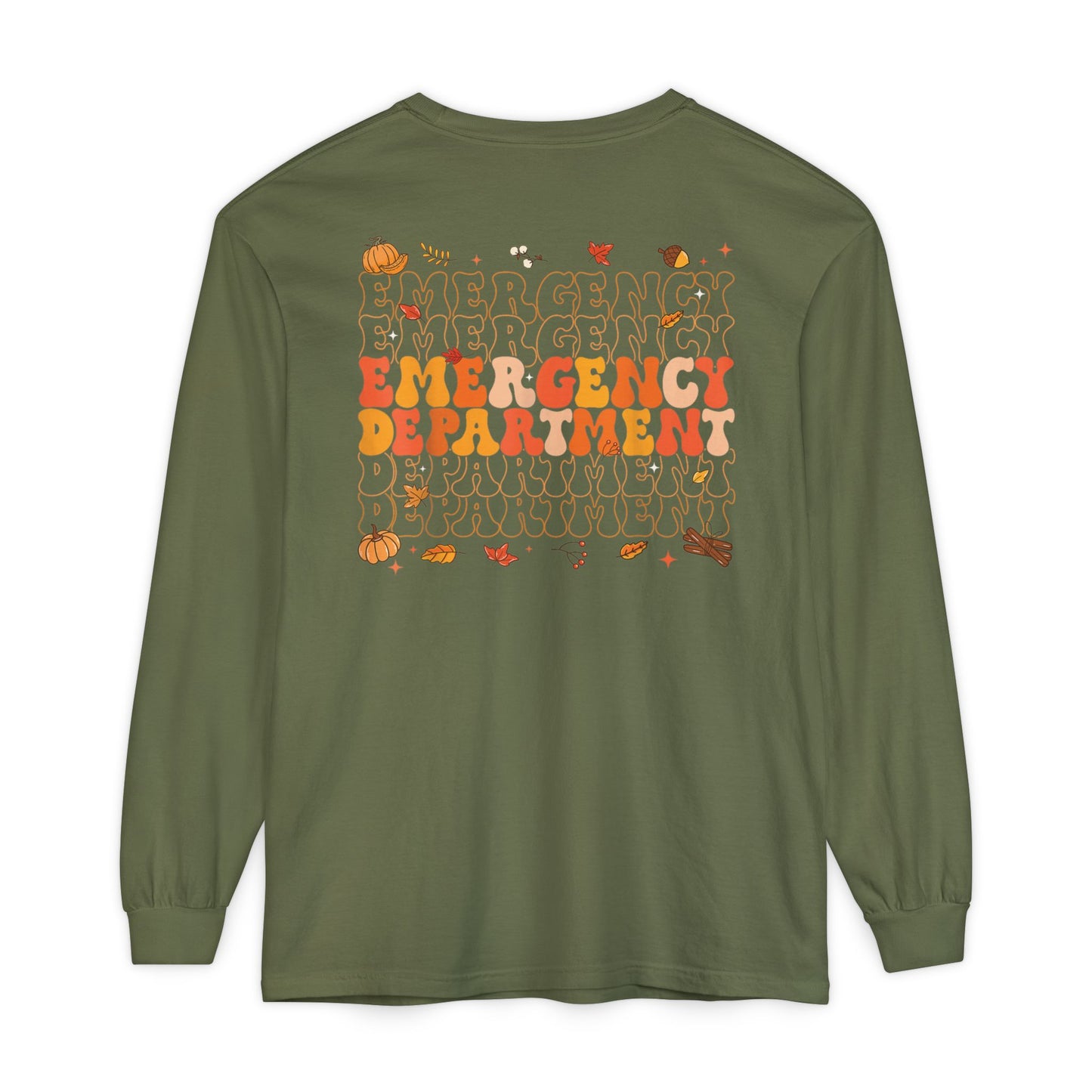 Turkey front ED sign, thanksgiving theme ED Nurse longsleeve , pediatric nurse shirt, comfort colors turkey nurse shirt, Peds nurse,fall nurse shirt