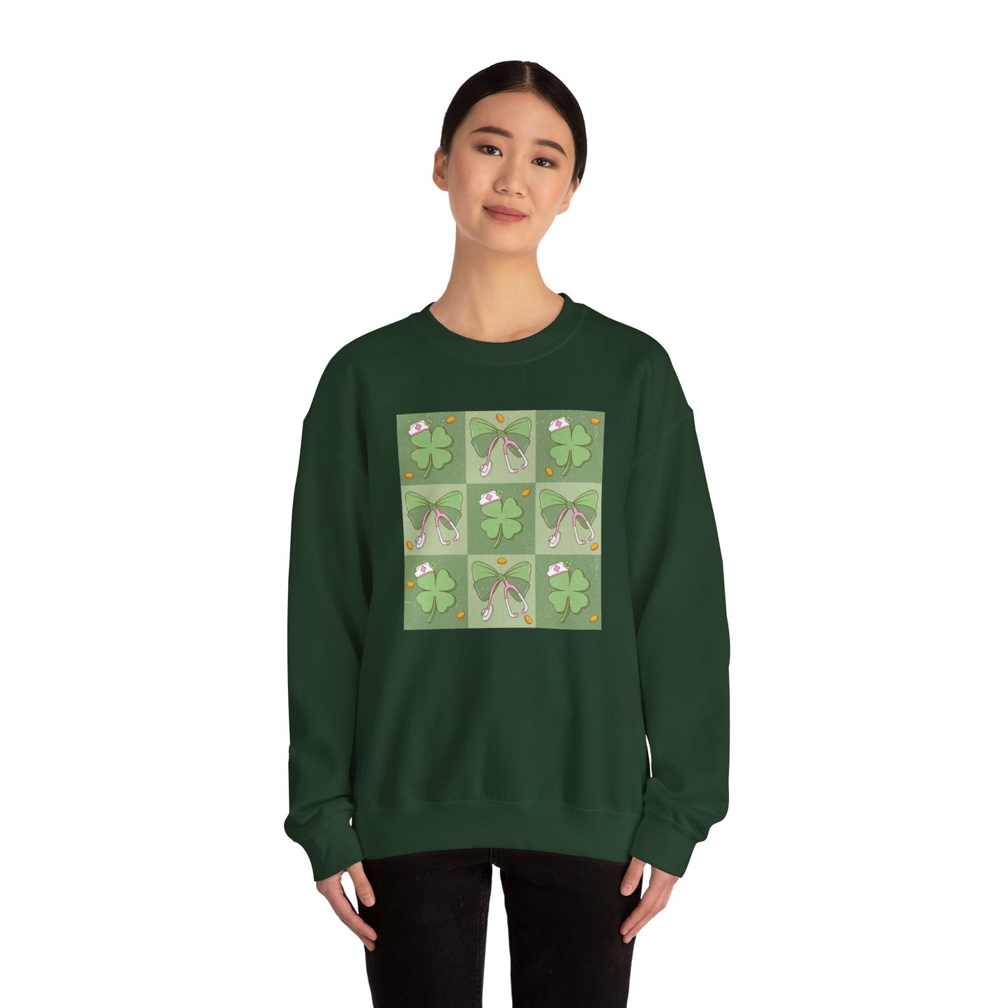 Cute Plaid Nurse St. Patricks Day Sweatshirt,  RN sweatershirt, ER Nurse, NICU Nurse, PICU nurse, clover, lucky nurse sweatshirt.