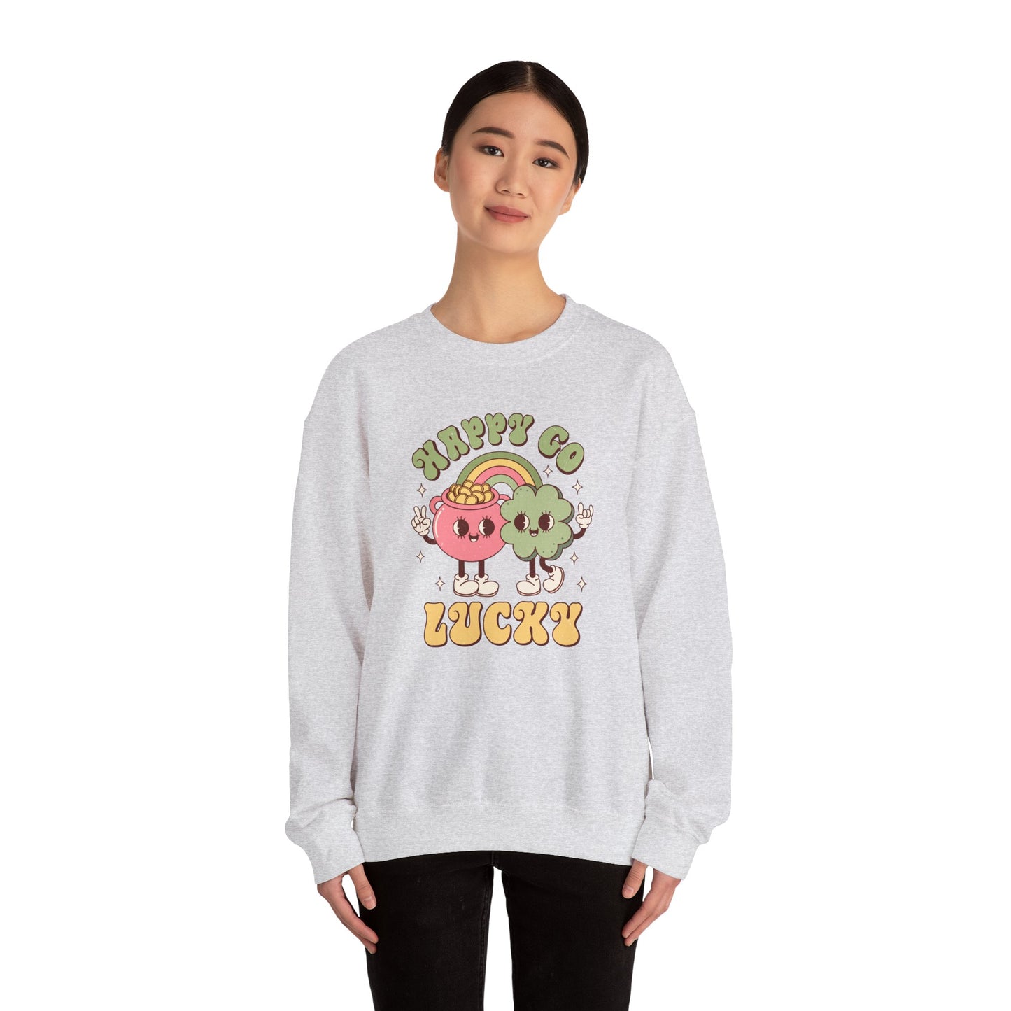 Happy Go Lucky St. Patricks Day sweatshirt, St. Pattys Nurse sweatshirt, ED RN, NICU, Teacher, Nurse Sweatshirt, Retro St. Pattys