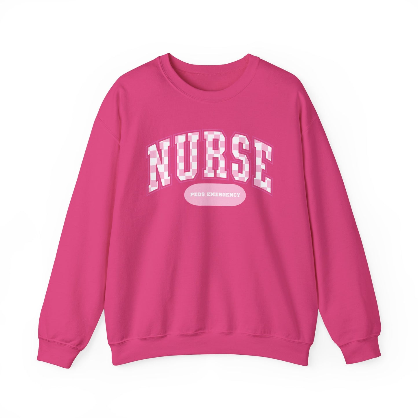 Retro Checkered Peds Emergency Varsity Letter Nurse Sweatshirt