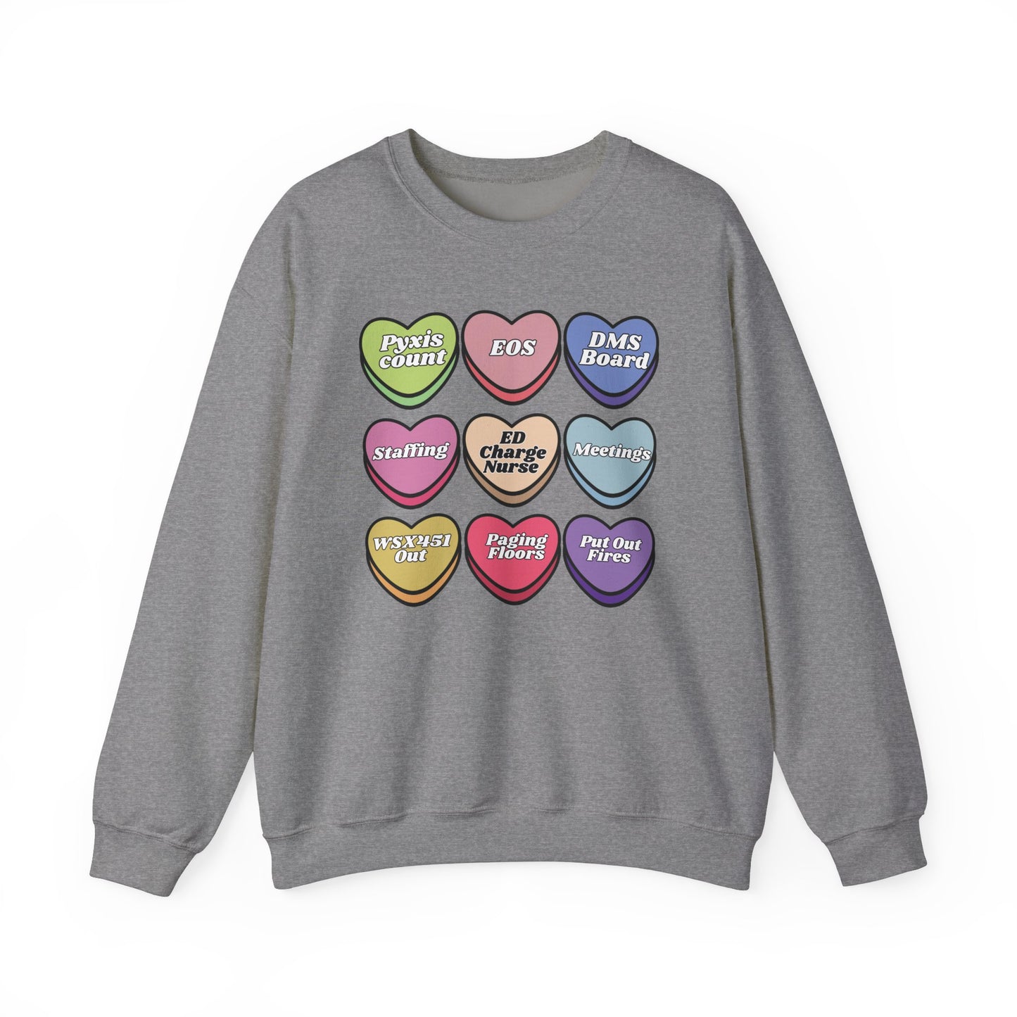 ED Charge Candy heart sweatshirt, perfect for Valentines Day ! Customize for your unit !