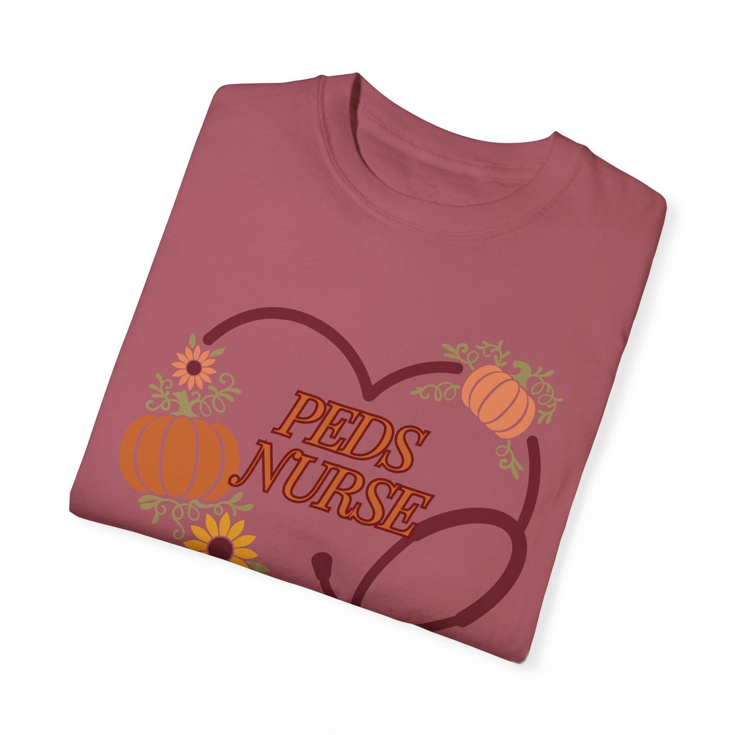 Fall PedsNurse Stethoscope heart, fall shirt, gift for nurse,cute holiday shirt, comfort colors