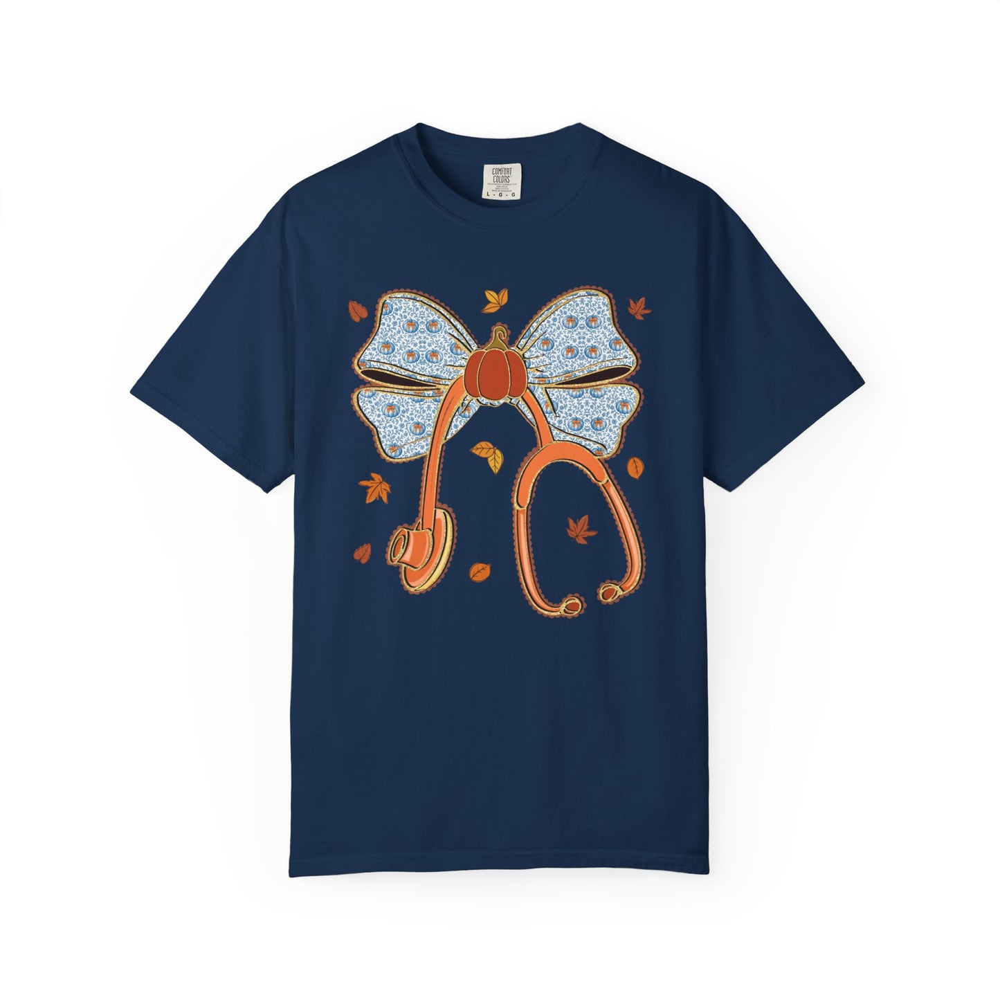 Stethoscope Bow PedsNurse Stethoscope heart, fall shirt, gift for nurse,cute holiday shirt, comfort colors, thanksgiving shirt