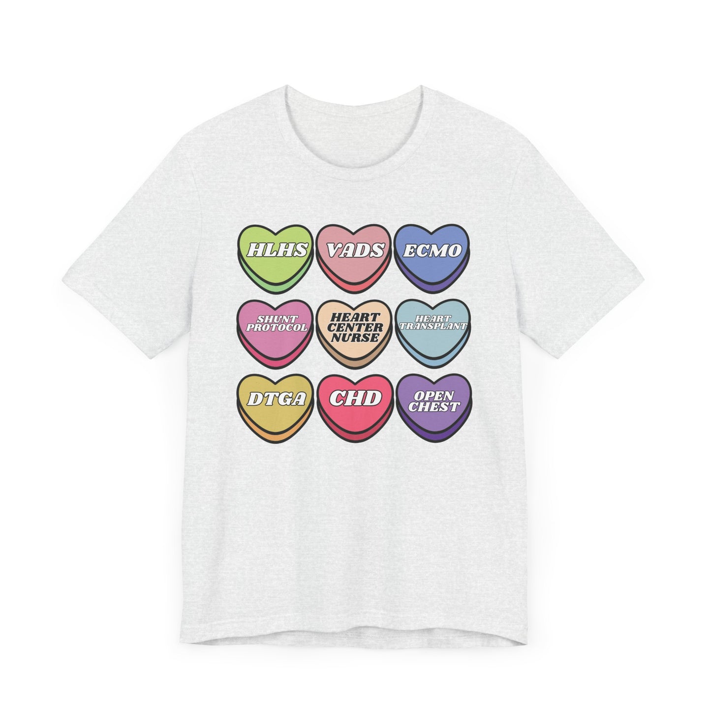 Heart Center Nurse Valentine’s Day comfy Bella Canvas T shirt , Cute Candy Heart Sayings, match your coworkers this Valentine’s Day
