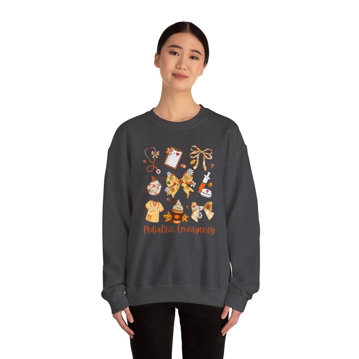 Cute Fall Pediatric Emergency Sweatshirt for all Fall Months, Nurse shirt, gift for nurse, coquette bow, everything fall