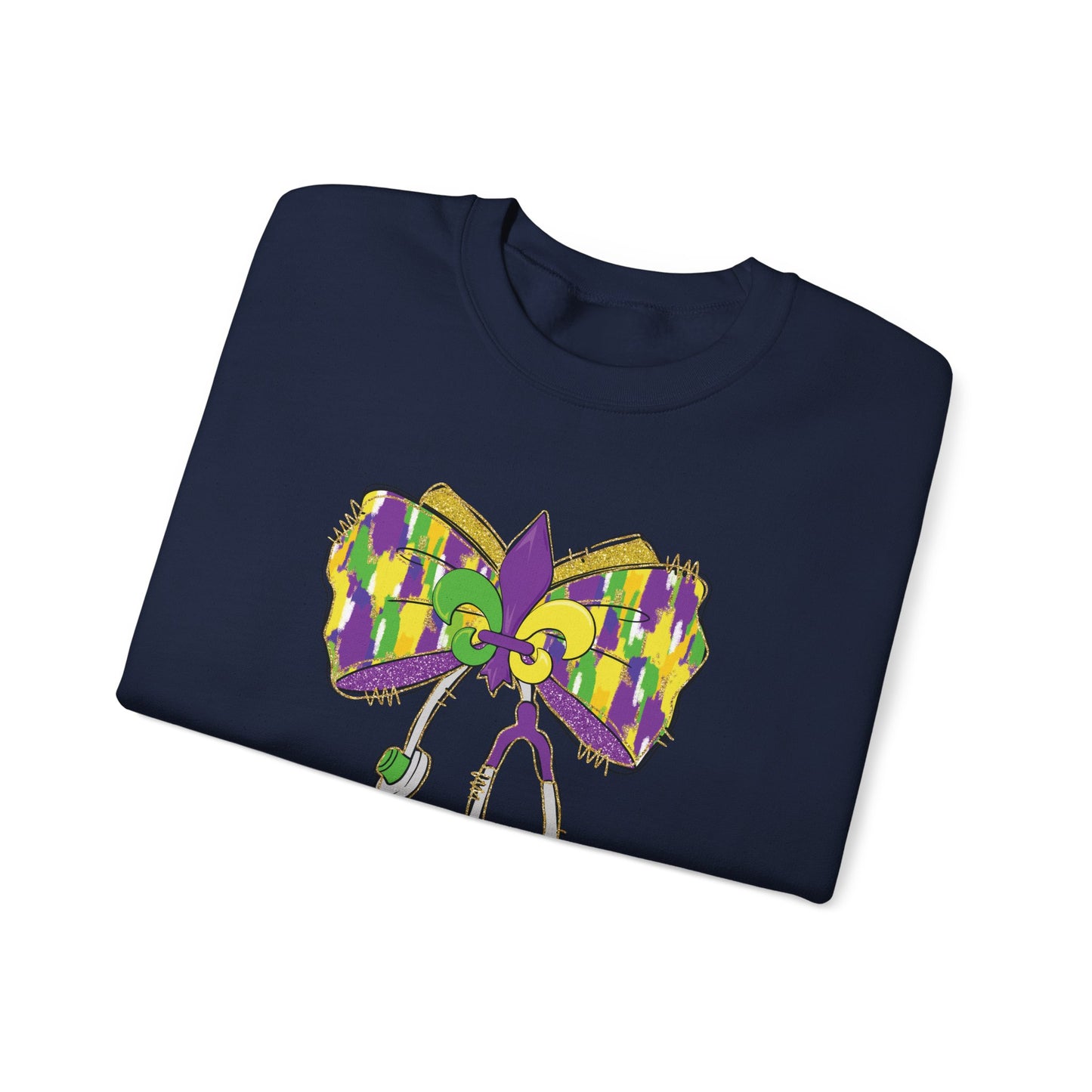Mardi Gras  colorful bow Nurse Gildan Sweatshirt