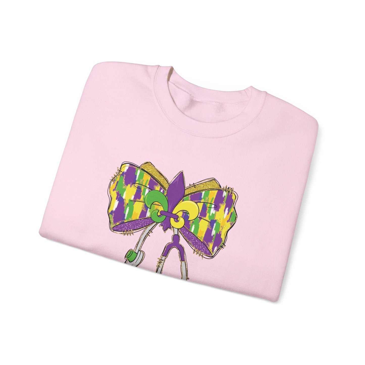 Mardi Gras  colorful bow Nurse Gildan Sweatshirt