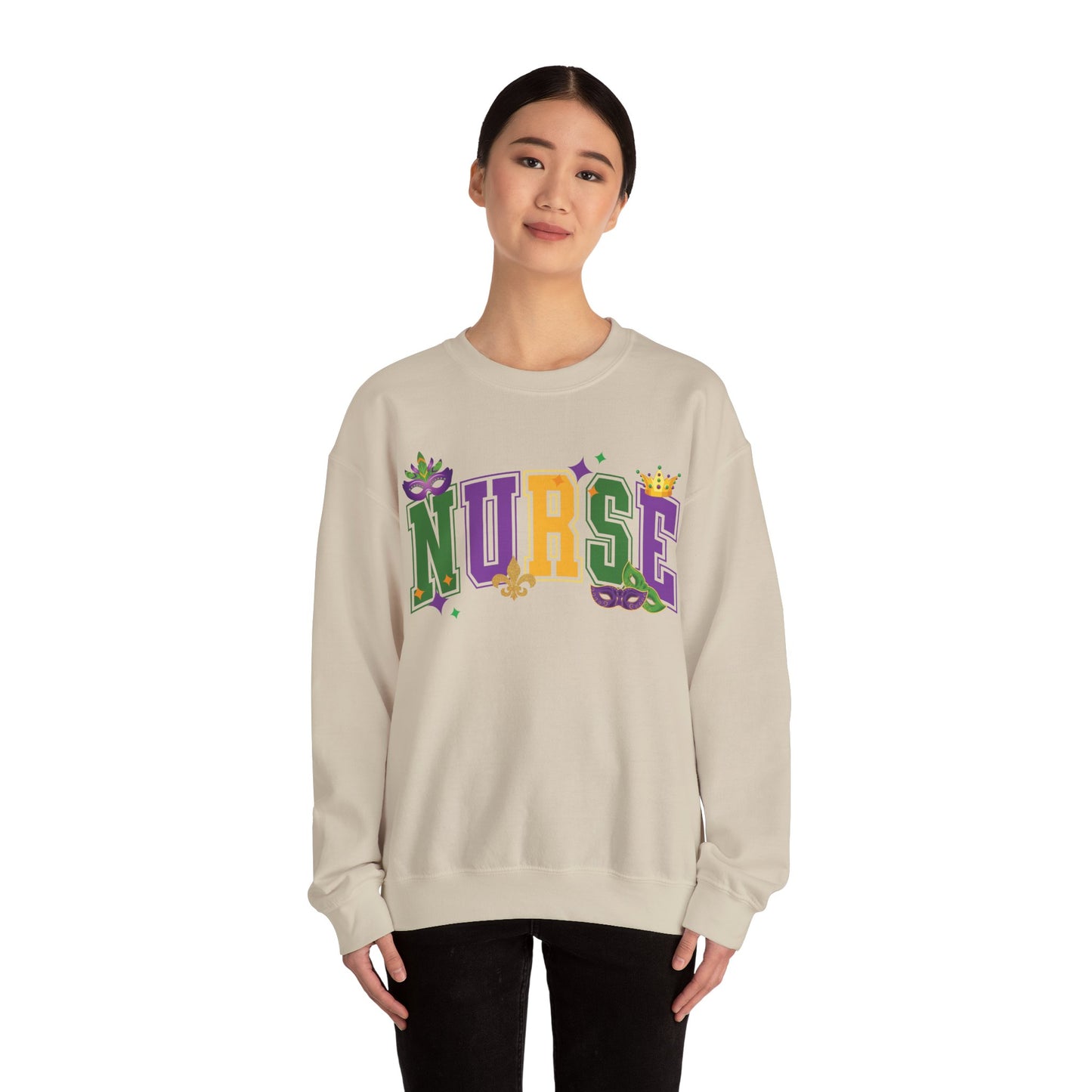 Mardi Gras Nurse Gildan Sweatshirt