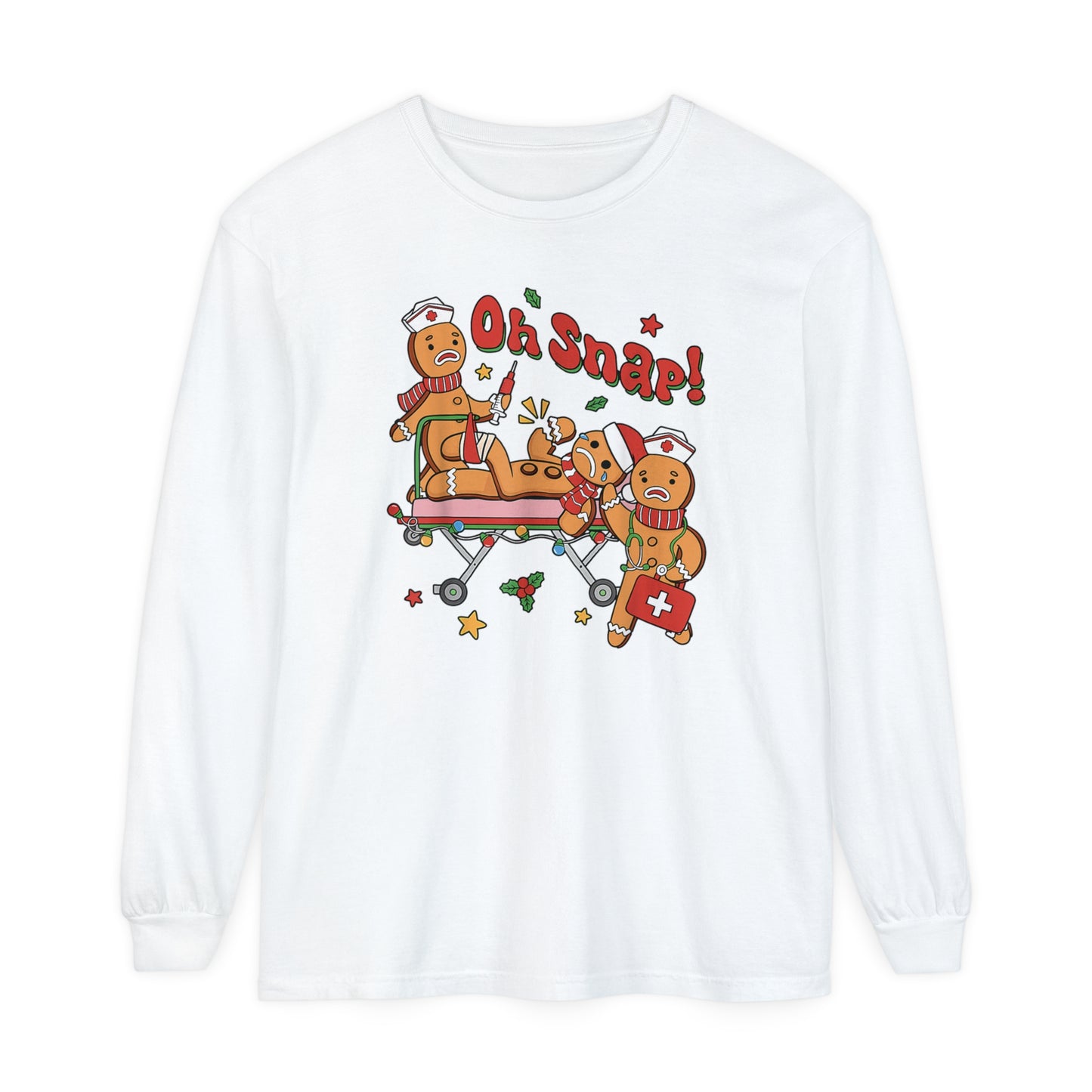 Christmas Nurse Long Sleeve, Funny Oh Snap Gingerbread Nurse Shirt, comfort colors long sleeve, gift for any nurse this Holiday Season!