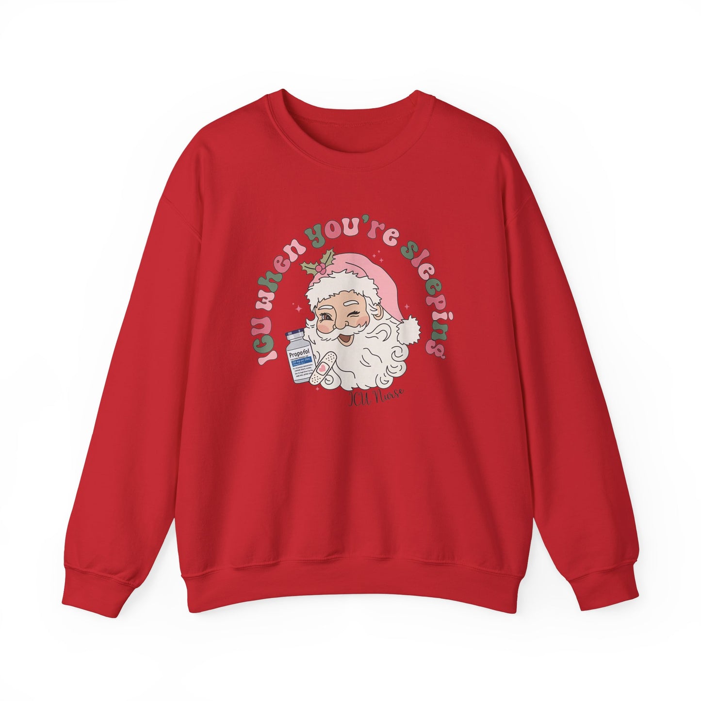 ICU Nurse Christmas Sweatshirt, ICU when your Sleeping nurse, Santa Christmas sweater